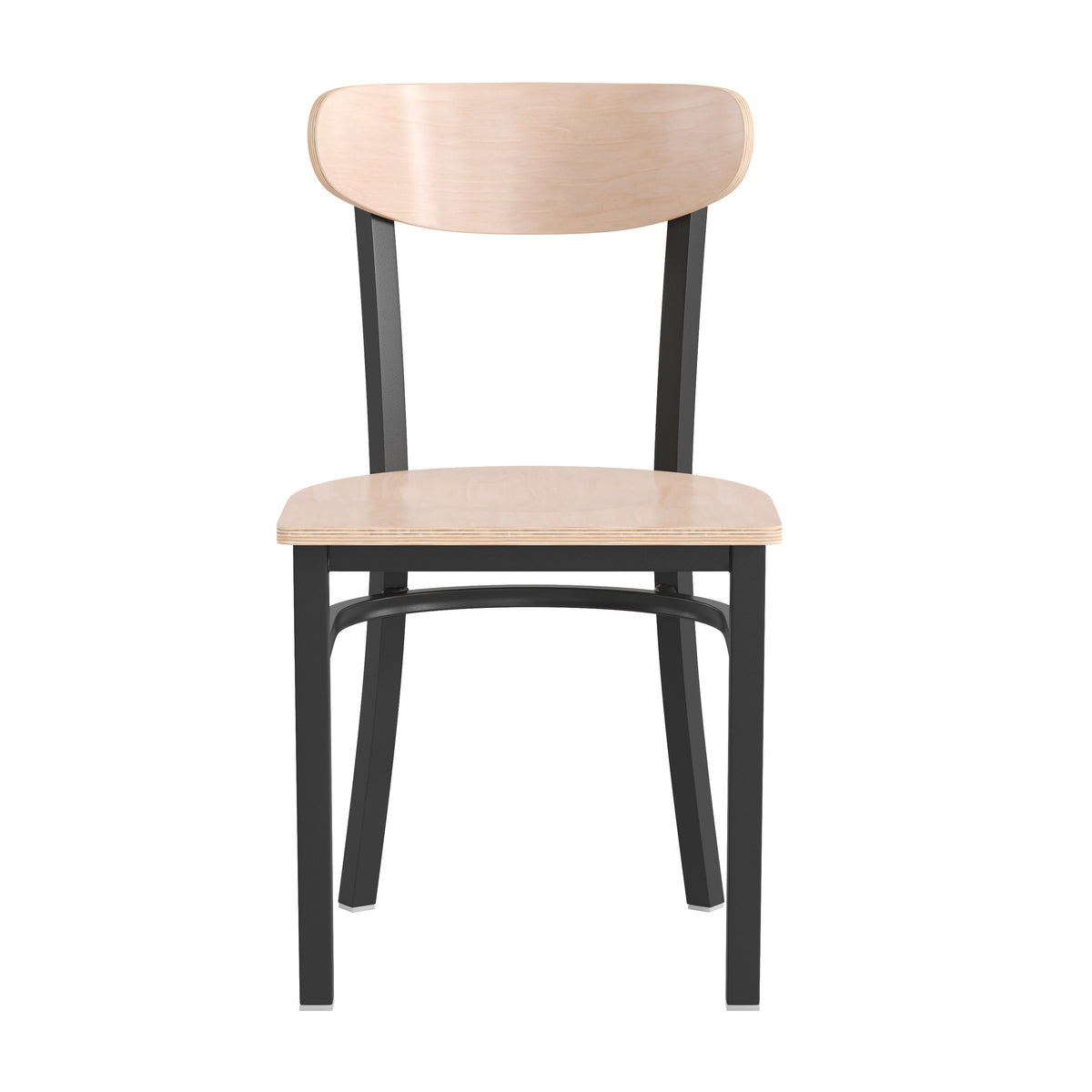 Wright Commercial Grade Dining Chair with 500 LB. Capacity Steel Frame, Solid Wood Seat, and Boomerang Back