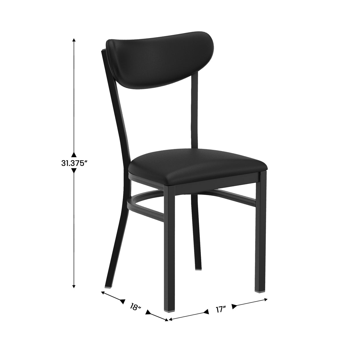 Wright Commercial Grade Dining Chair with 500 LB. Capacity Steel Frame, Solid Wood Seat, and Boomerang Back