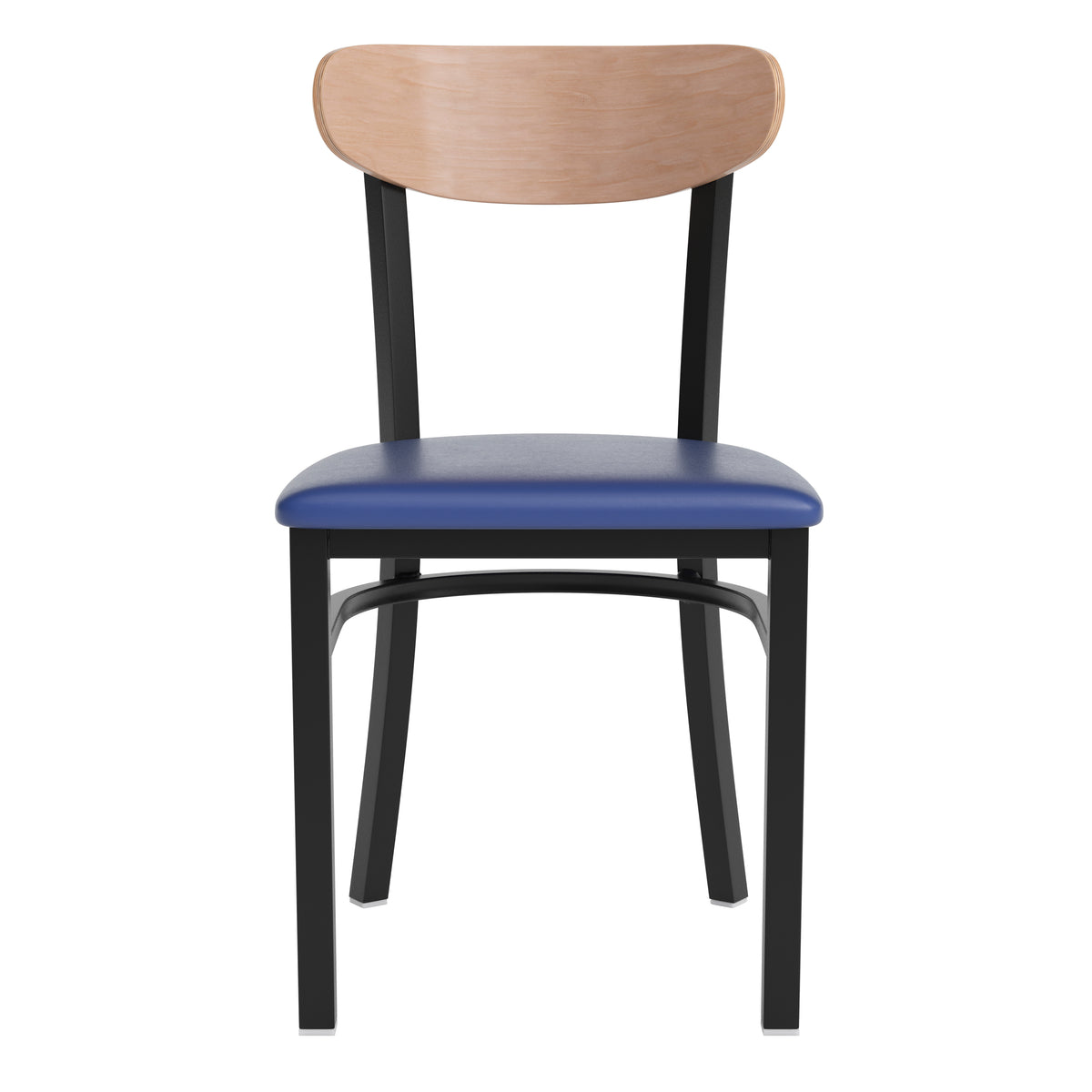 Wright Commercial Grade Dining Chair with 500 LB. Capacity Steel Frame, Solid Wood Seat, and Boomerang Back