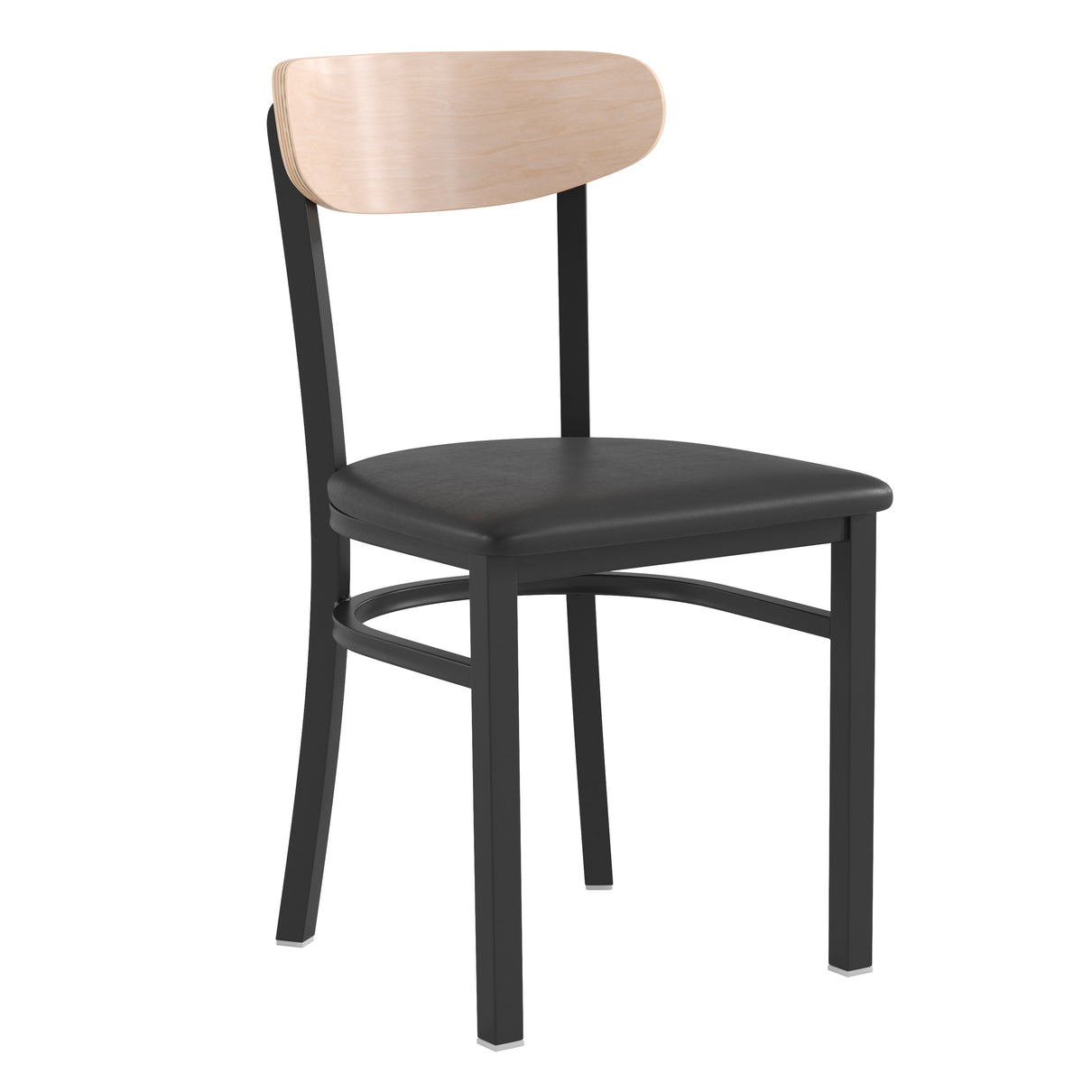 Wright Commercial Grade Dining Chair with 500 LB. Capacity Steel Frame, Solid Wood Seat, and Boomerang Back
