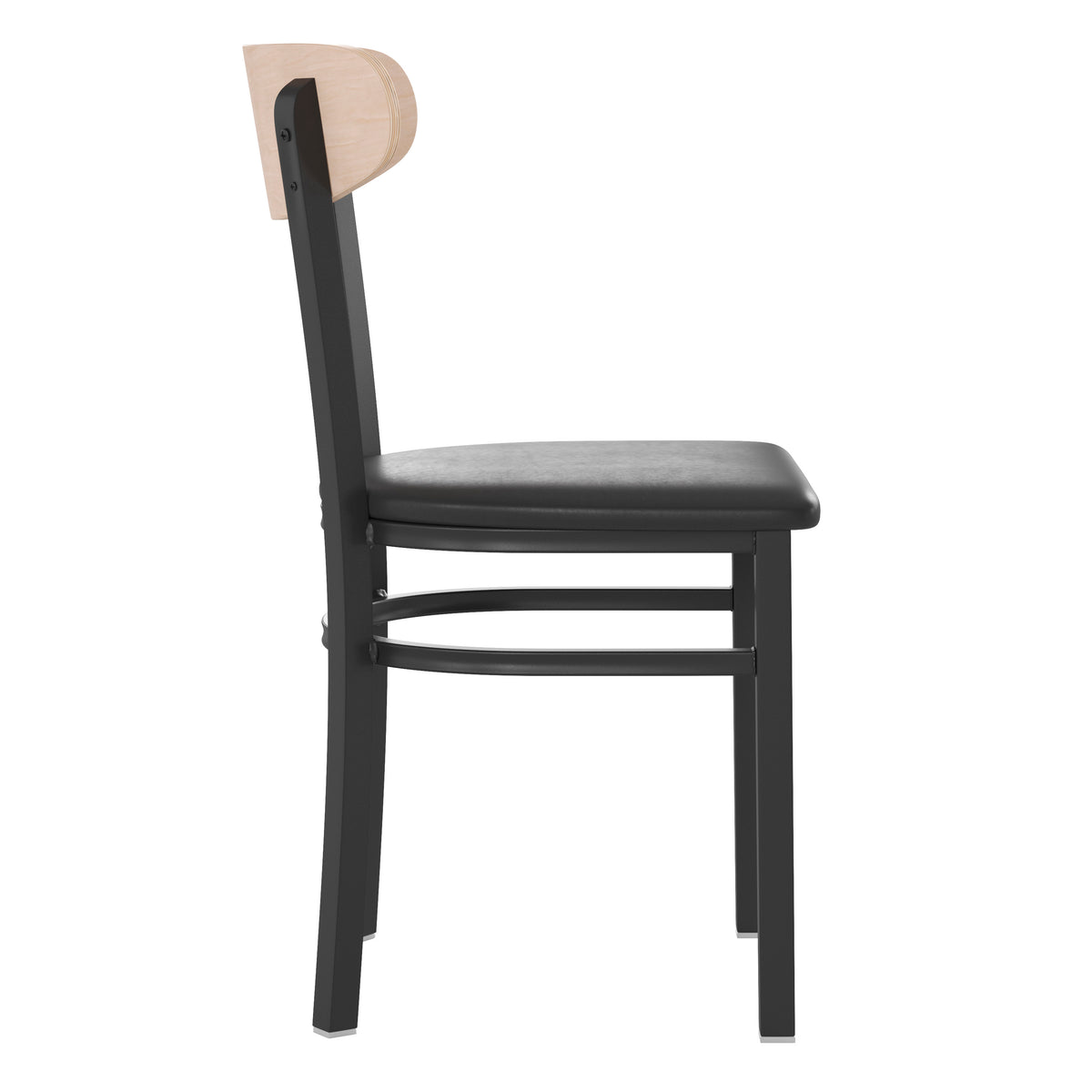 Wright Commercial Grade Dining Chair with 500 LB. Capacity Steel Frame, Solid Wood Seat, and Boomerang Back