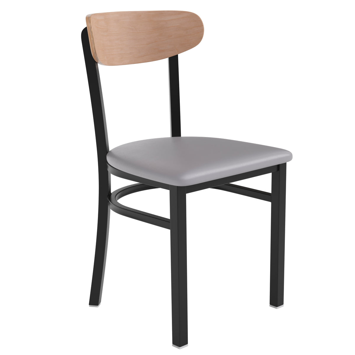 Wright Commercial Grade Dining Chair with 500 LB. Capacity Steel Frame, Solid Wood Seat, and Boomerang Back