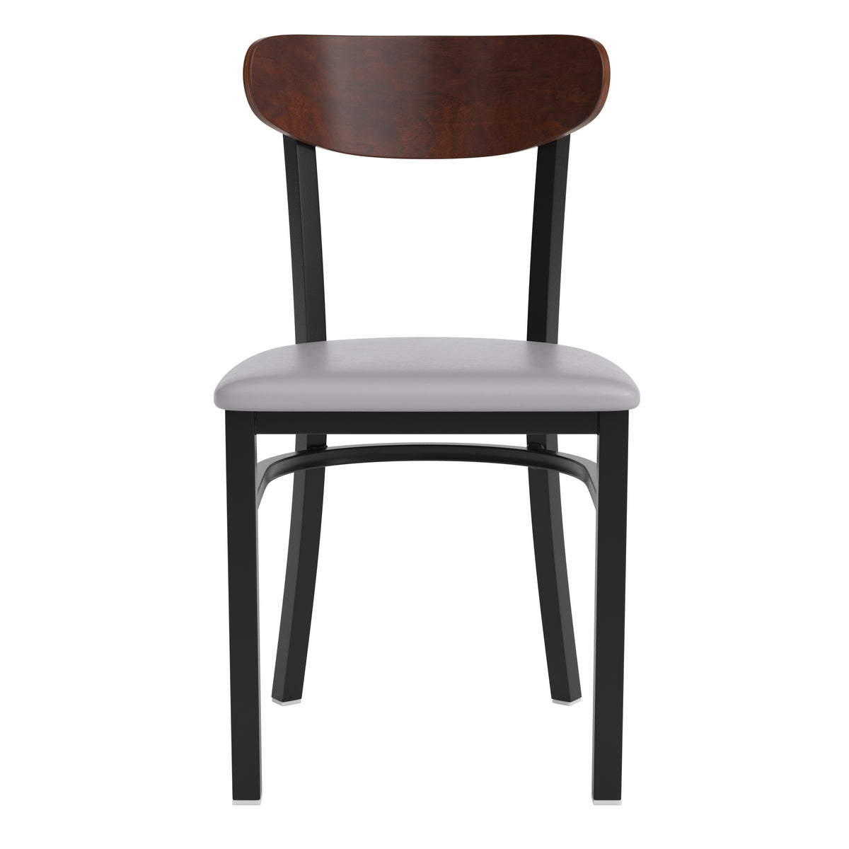 Wright Commercial Grade Dining Chair with 500 LB. Capacity Steel Frame, Solid Wood Seat, and Boomerang Back