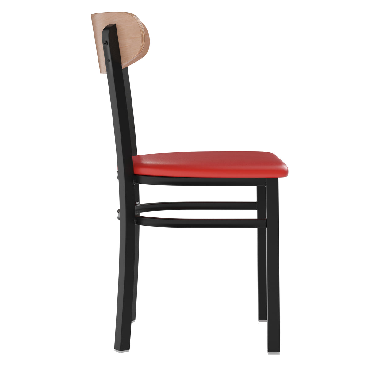 Wright Commercial Grade Dining Chair with 500 LB. Capacity Steel Frame, Solid Wood Seat, and Boomerang Back