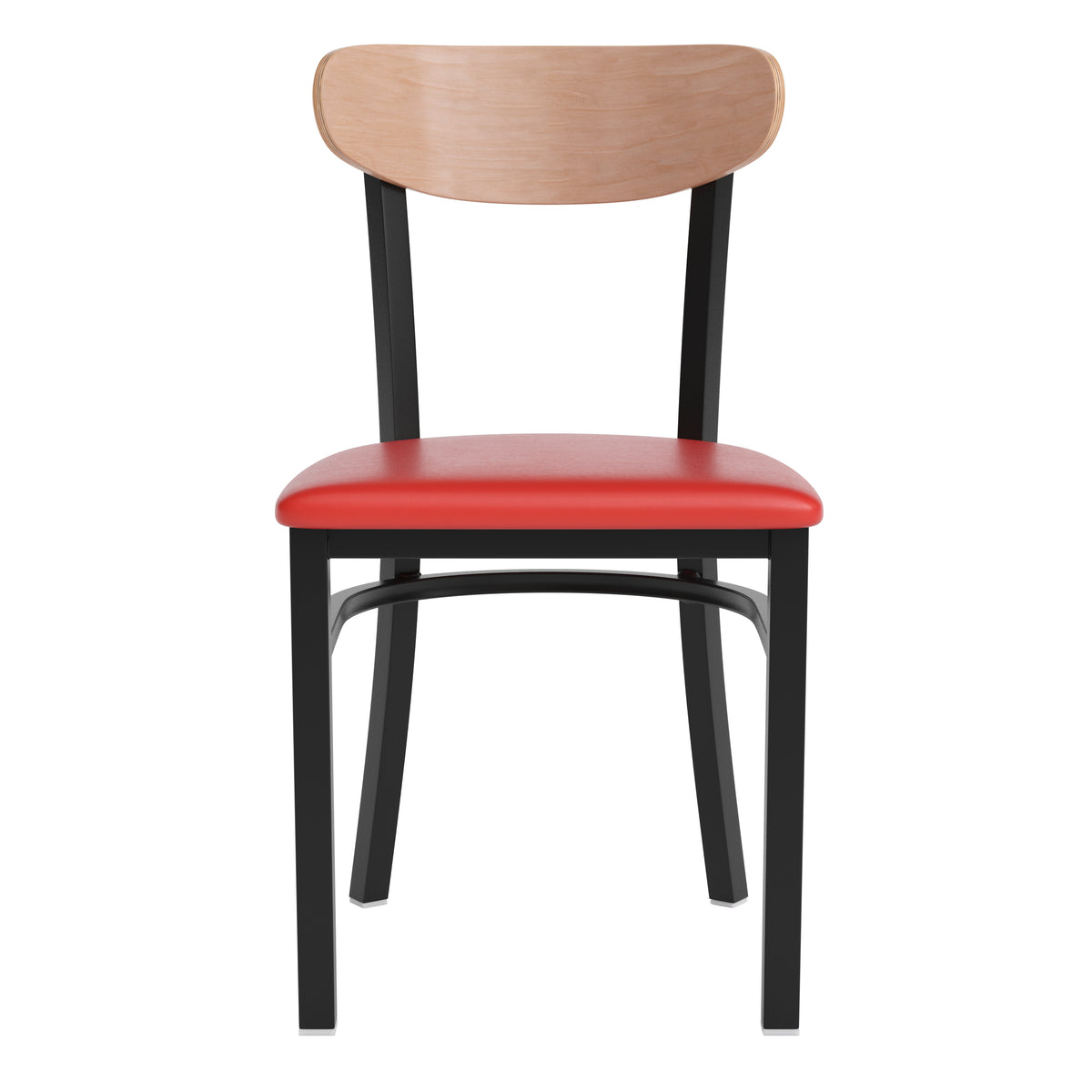 Wright Commercial Grade Dining Chair with 500 LB. Capacity Steel Frame, Solid Wood Seat, and Boomerang Back