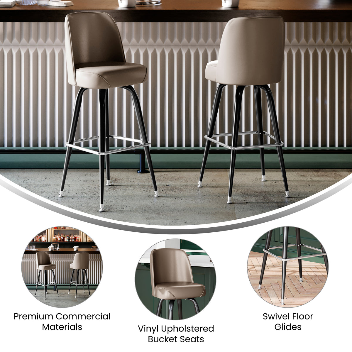 Metal Barstool with Swivel Bucket Seat