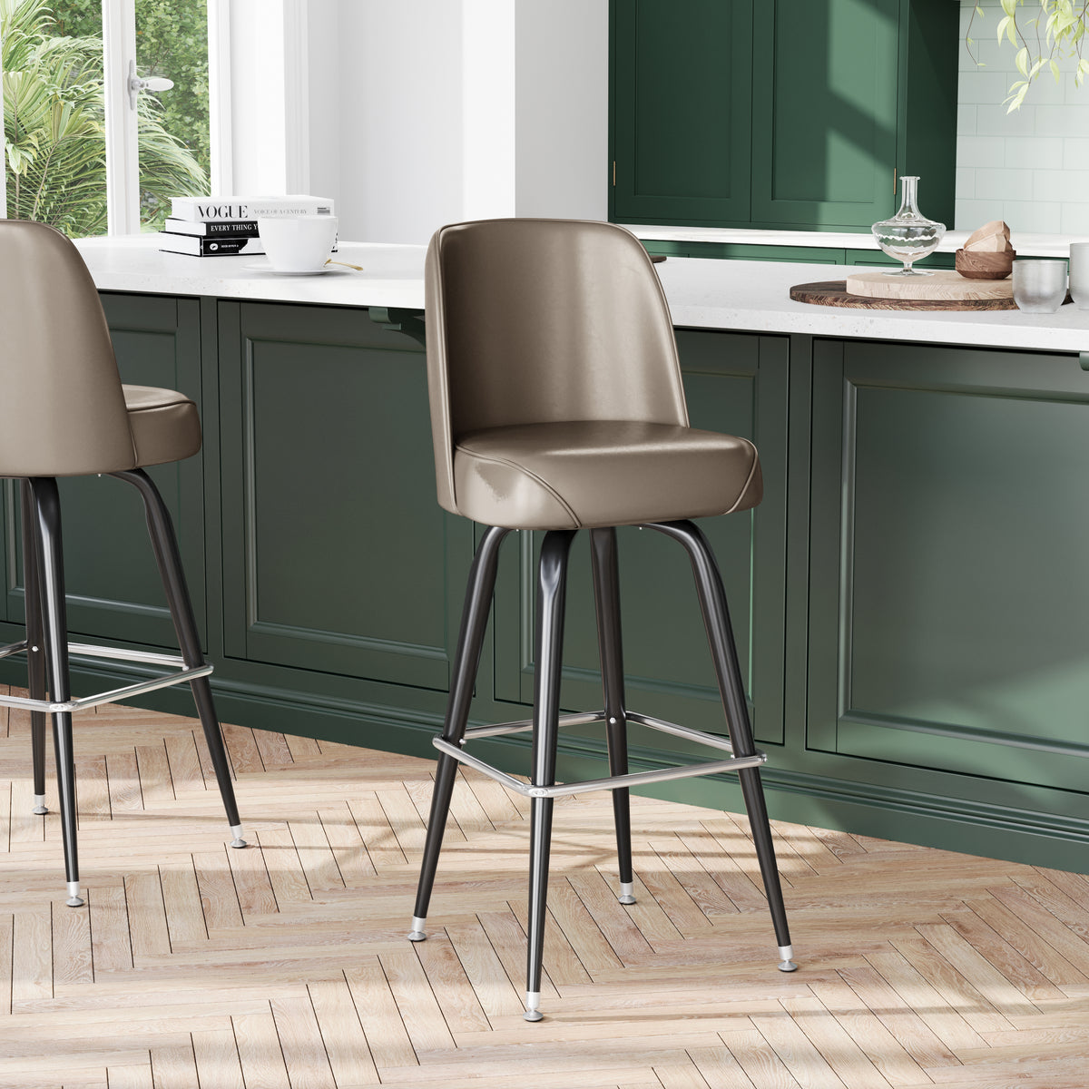 Metal Barstool with Swivel Bucket Seat