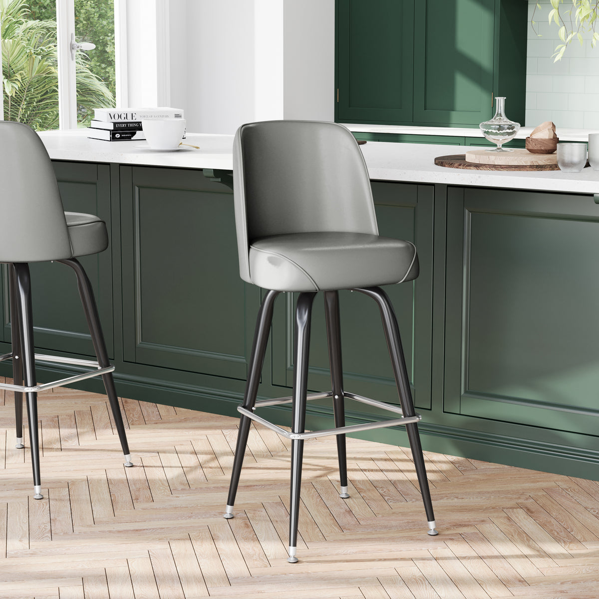Metal Barstool with Swivel Bucket Seat