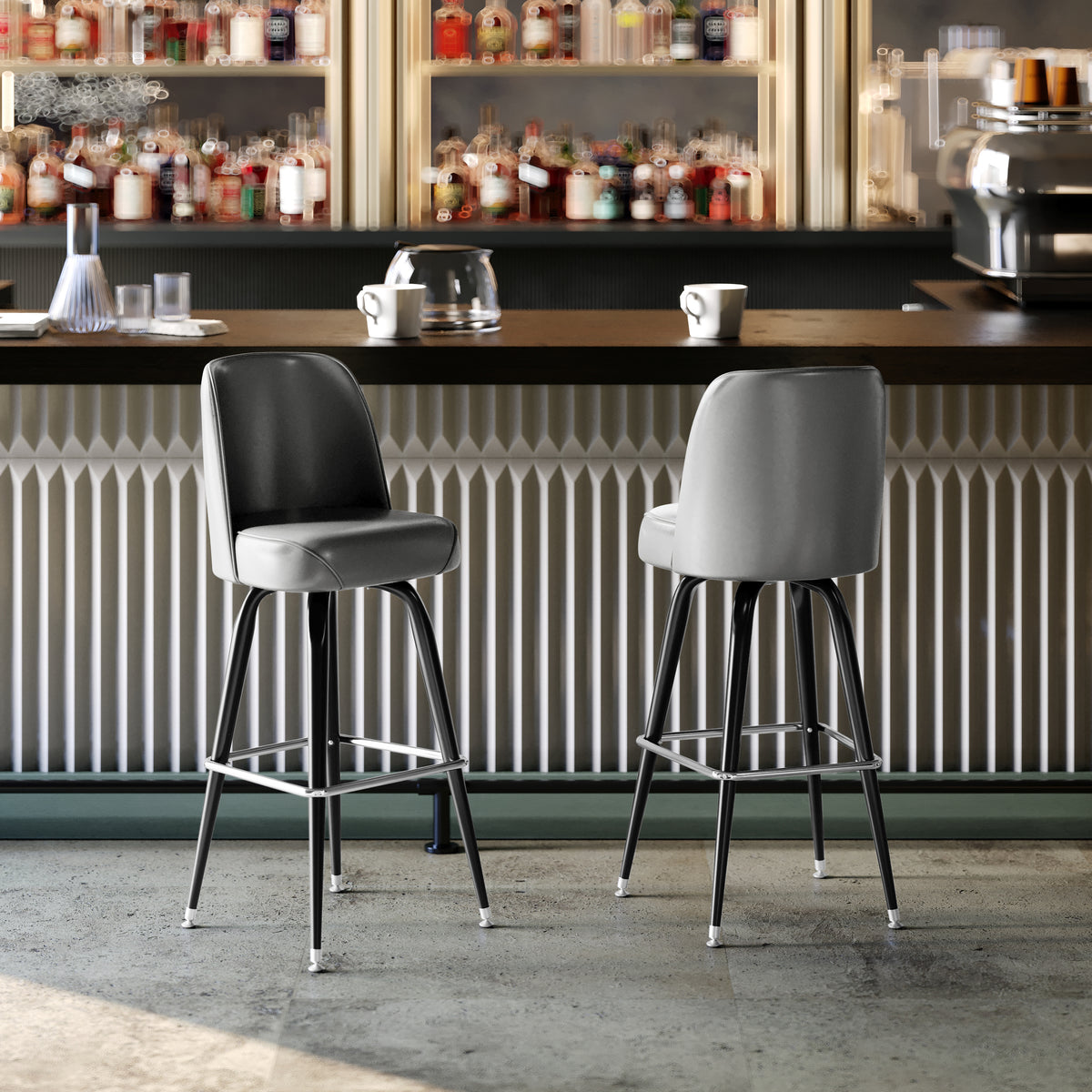 Metal Barstool with Swivel Bucket Seat