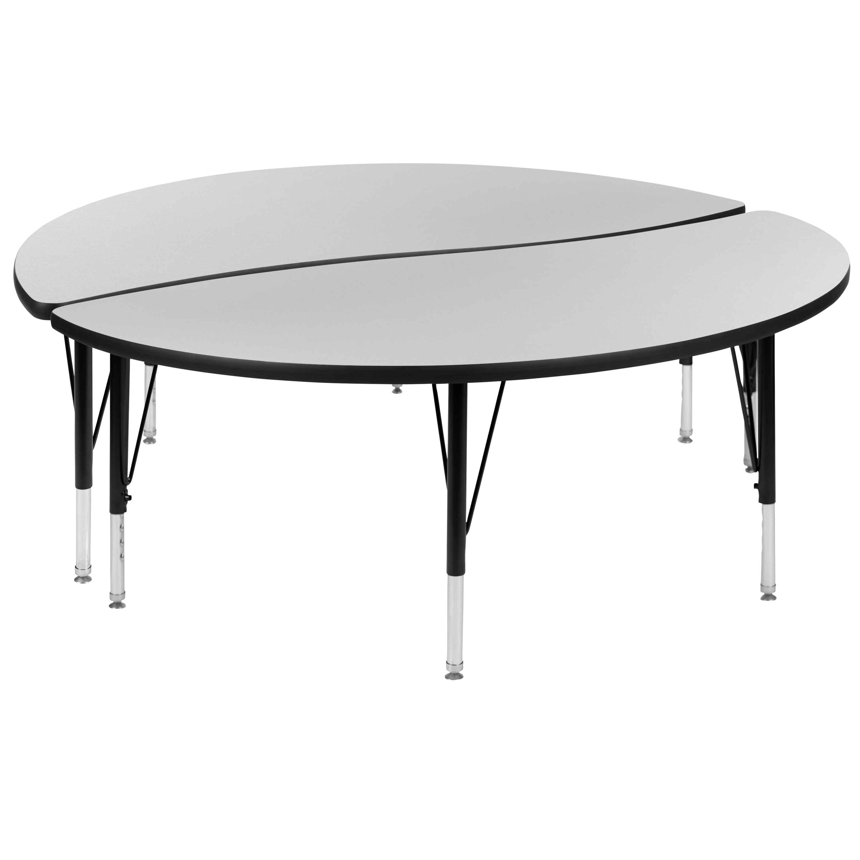 2 Piece 60" Circle Wave Flexible Grey Thermal Laminate Activity Table Set - Height Adjustable Short Legs-Collaborative Activity Table Set-Flash Furniture-Wall2Wall Furnishings