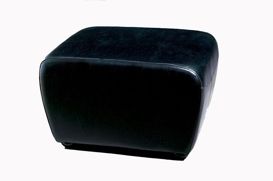 Faux Leather Ottoman with Rounded Sides