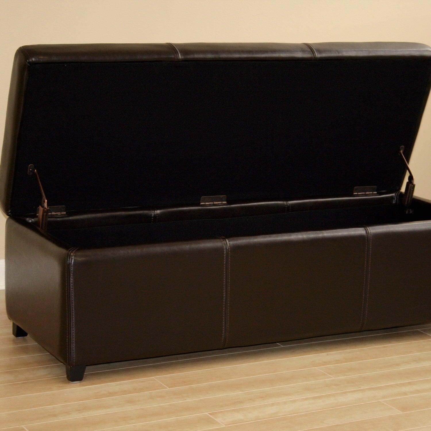 Faux Leather Storage Bench