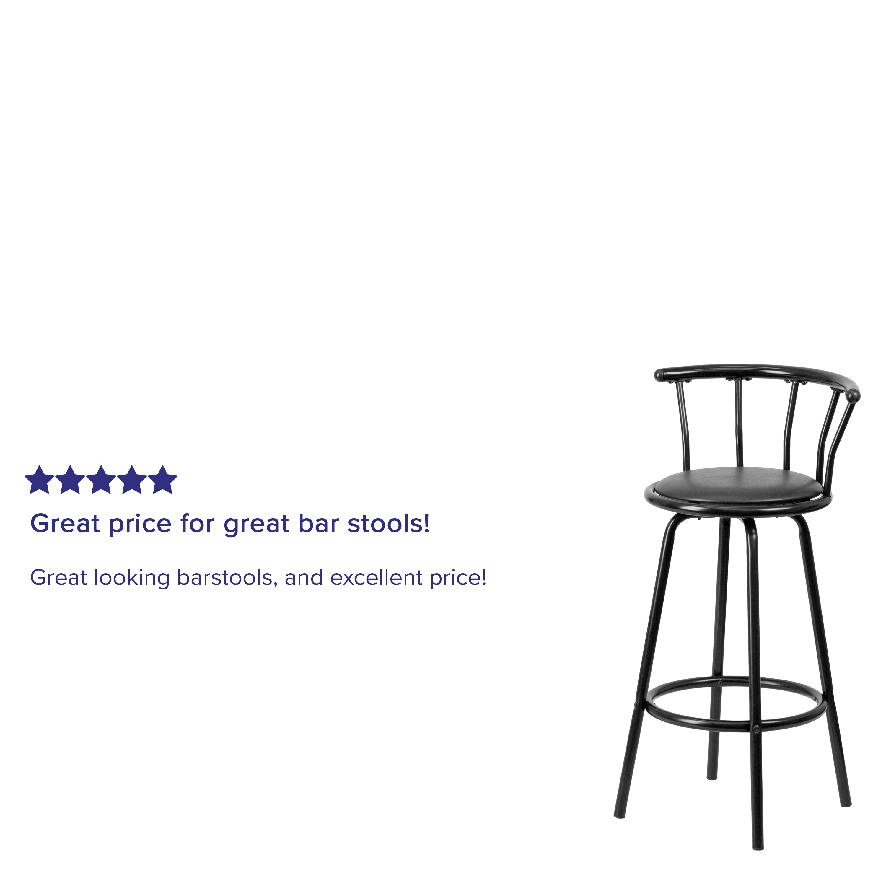 Crown Back Metal Barstool with Vinyl Swivel Seat