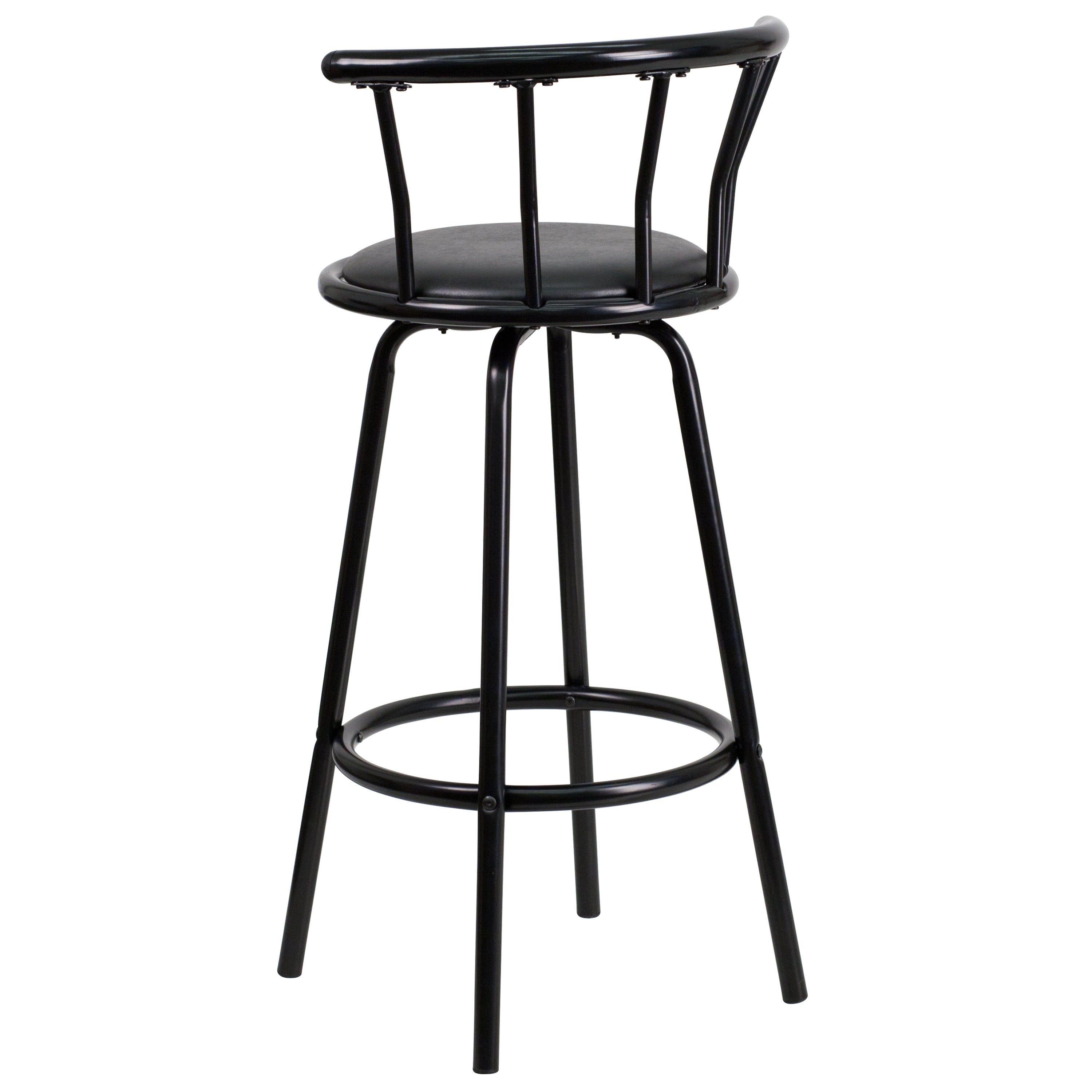 Crown Back Metal Barstool with Vinyl Swivel Seat