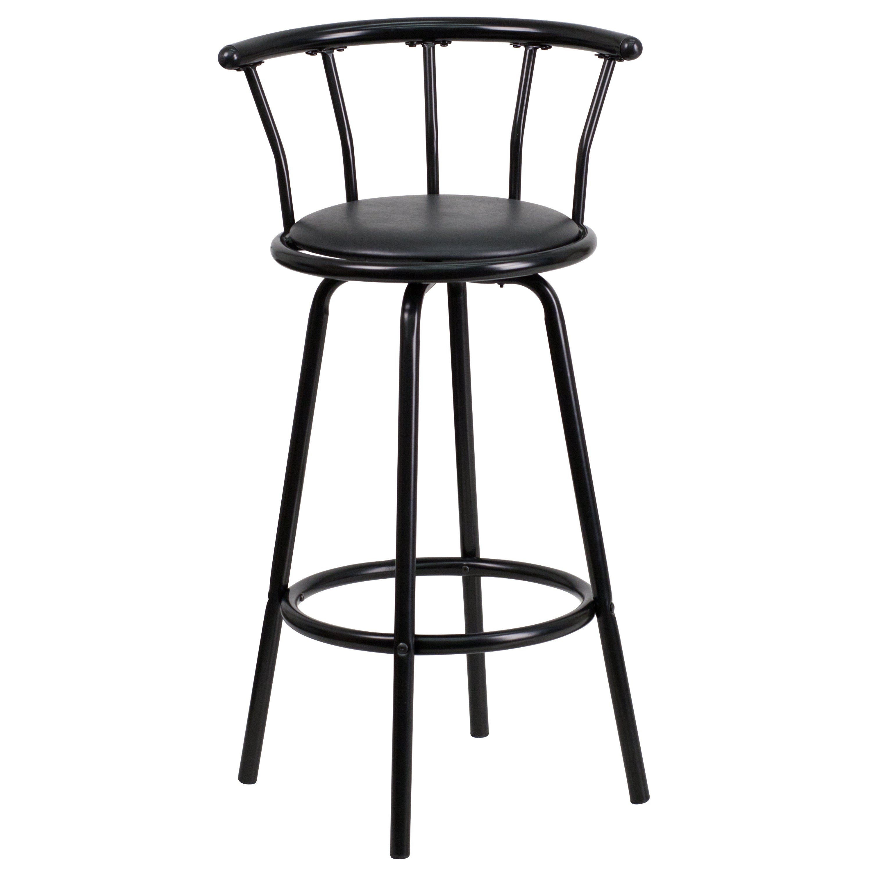 Crown Back Metal Barstool with Vinyl Swivel Seat
