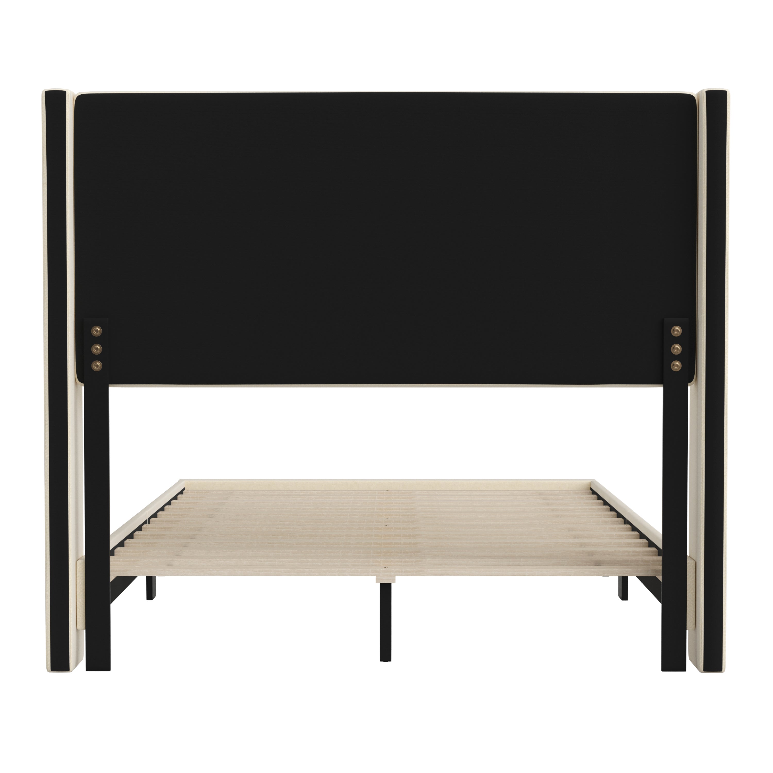 Hollis Upholstered Platform Bed with Wingback Headboard, Mattress Foundation with Slatted Supports, No Box Spring Needed