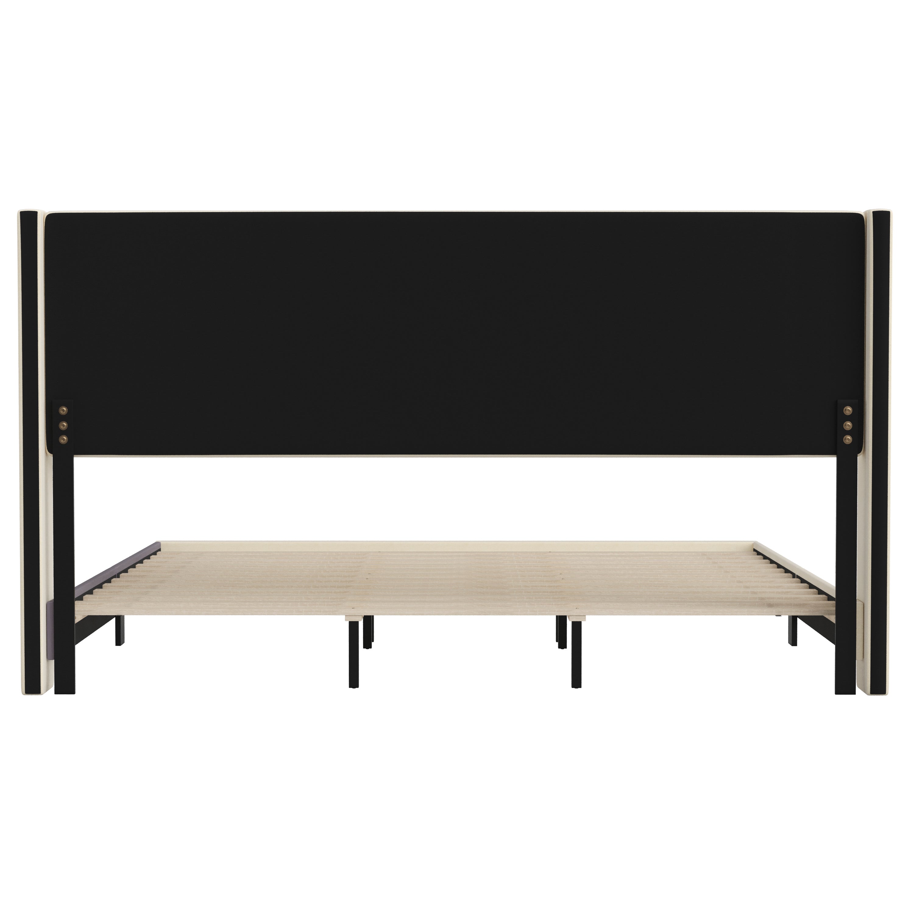 Hollis Upholstered Platform Bed with Wingback Headboard, Mattress Foundation with Slatted Supports, No Box Spring Needed