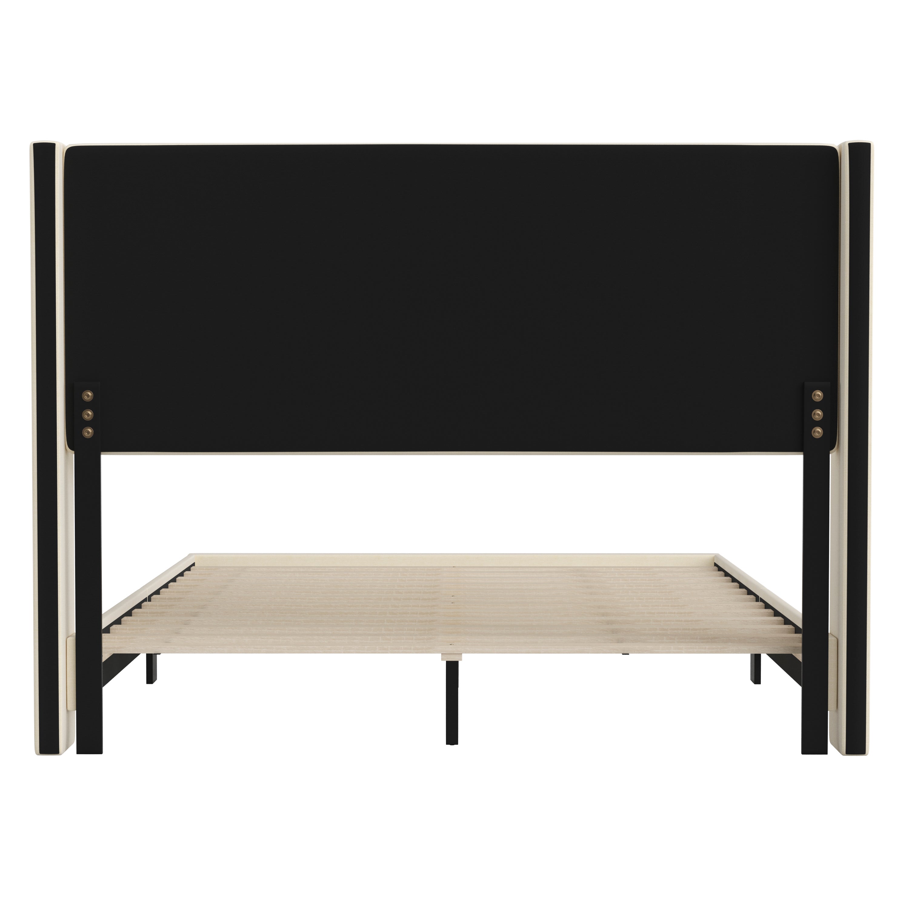Hollis Upholstered Platform Bed with Wingback Headboard, Mattress Foundation with Slatted Supports, No Box Spring Needed