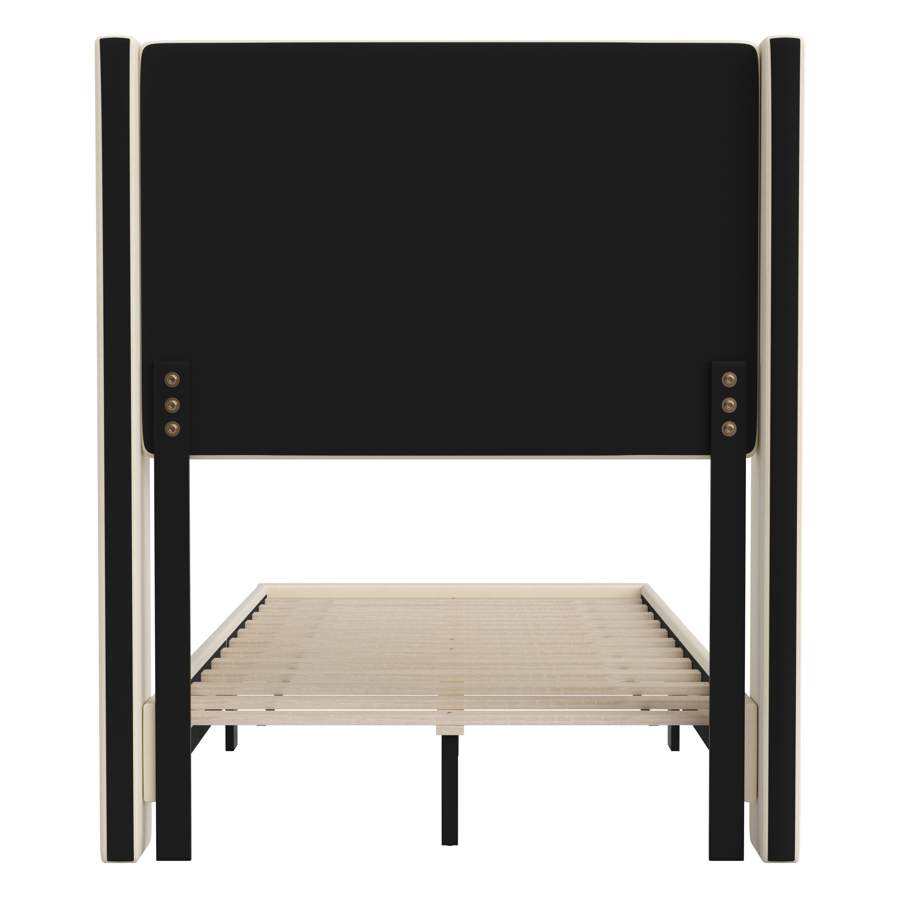 Hollis Upholstered Platform Bed with Wingback Headboard, Mattress Foundation with Slatted Supports, No Box Spring Needed