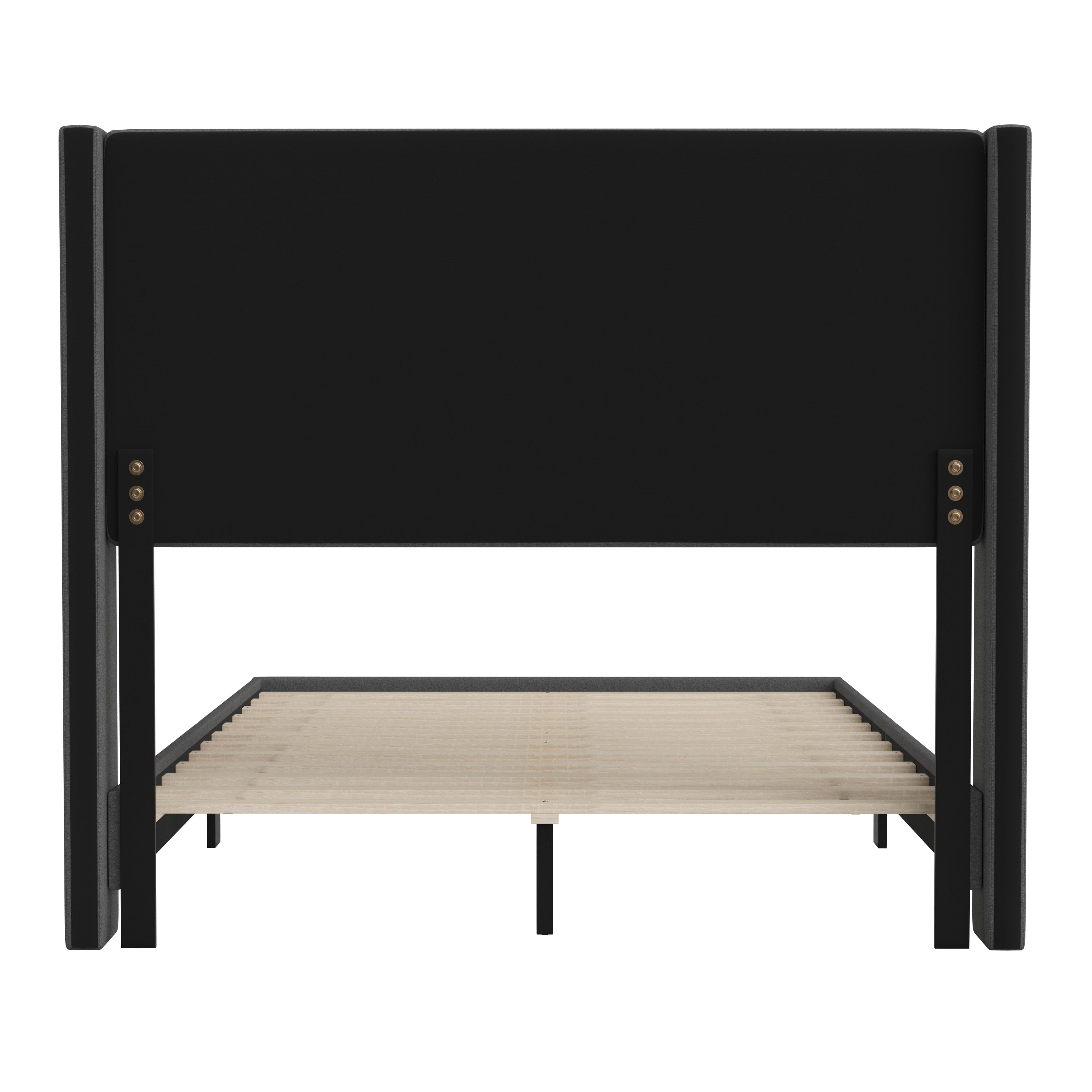 Hollis Upholstered Platform Bed with Wingback Headboard, Mattress Foundation with Slatted Supports, No Box Spring Needed