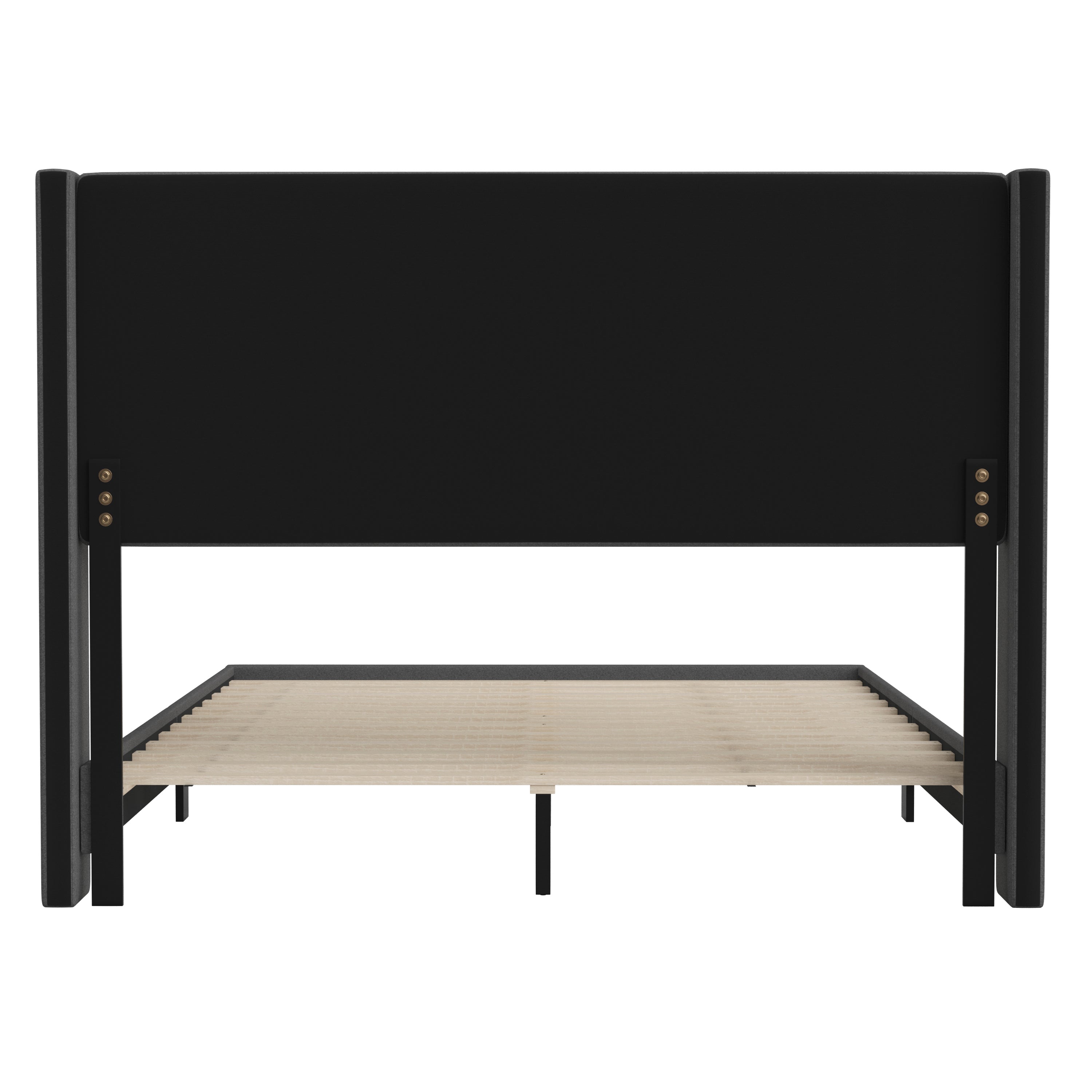 Hollis Upholstered Platform Bed with Wingback Headboard, Mattress Foundation with Slatted Supports, No Box Spring Needed