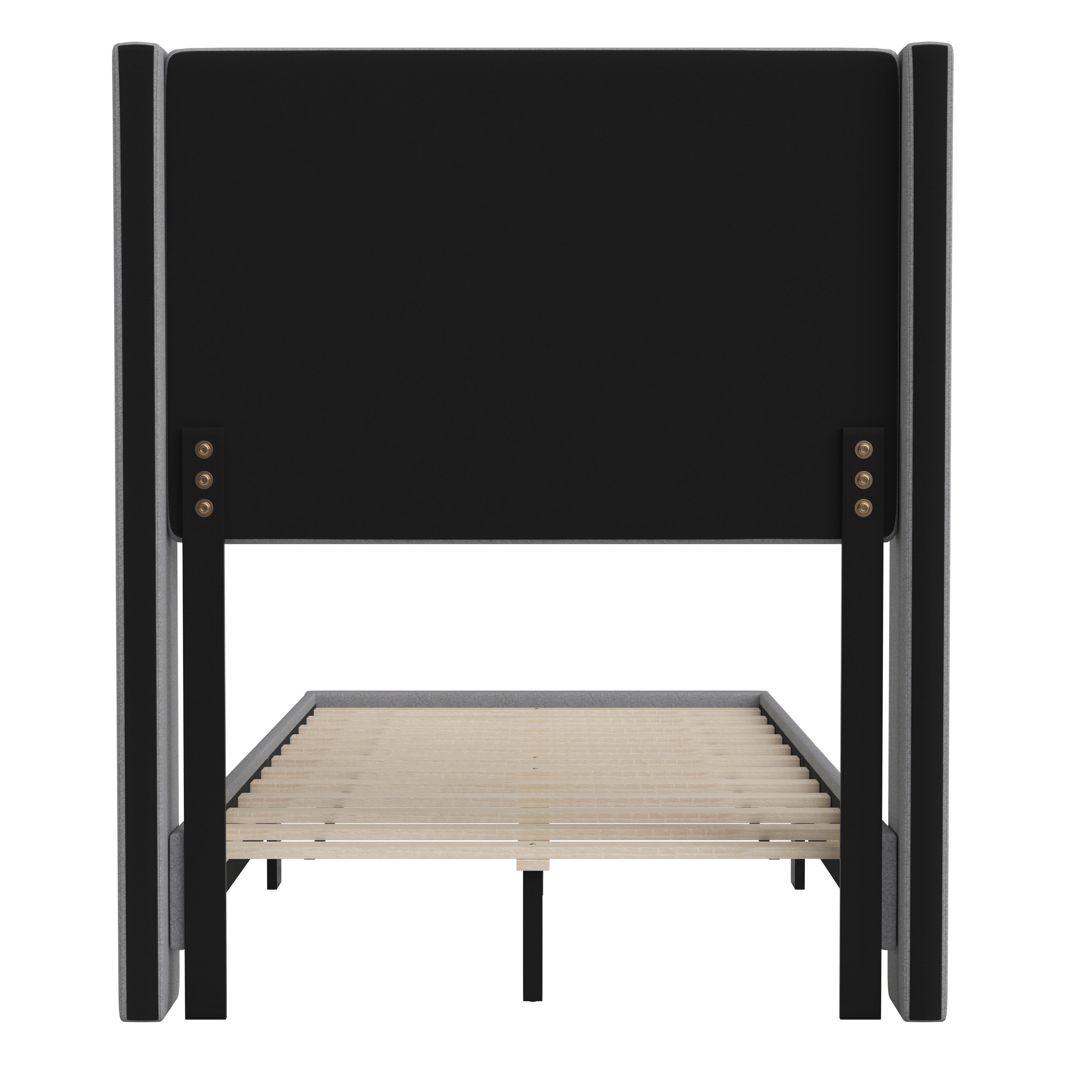 Hollis Upholstered Platform Bed with Wingback Headboard, Mattress Foundation with Slatted Supports, No Box Spring Needed