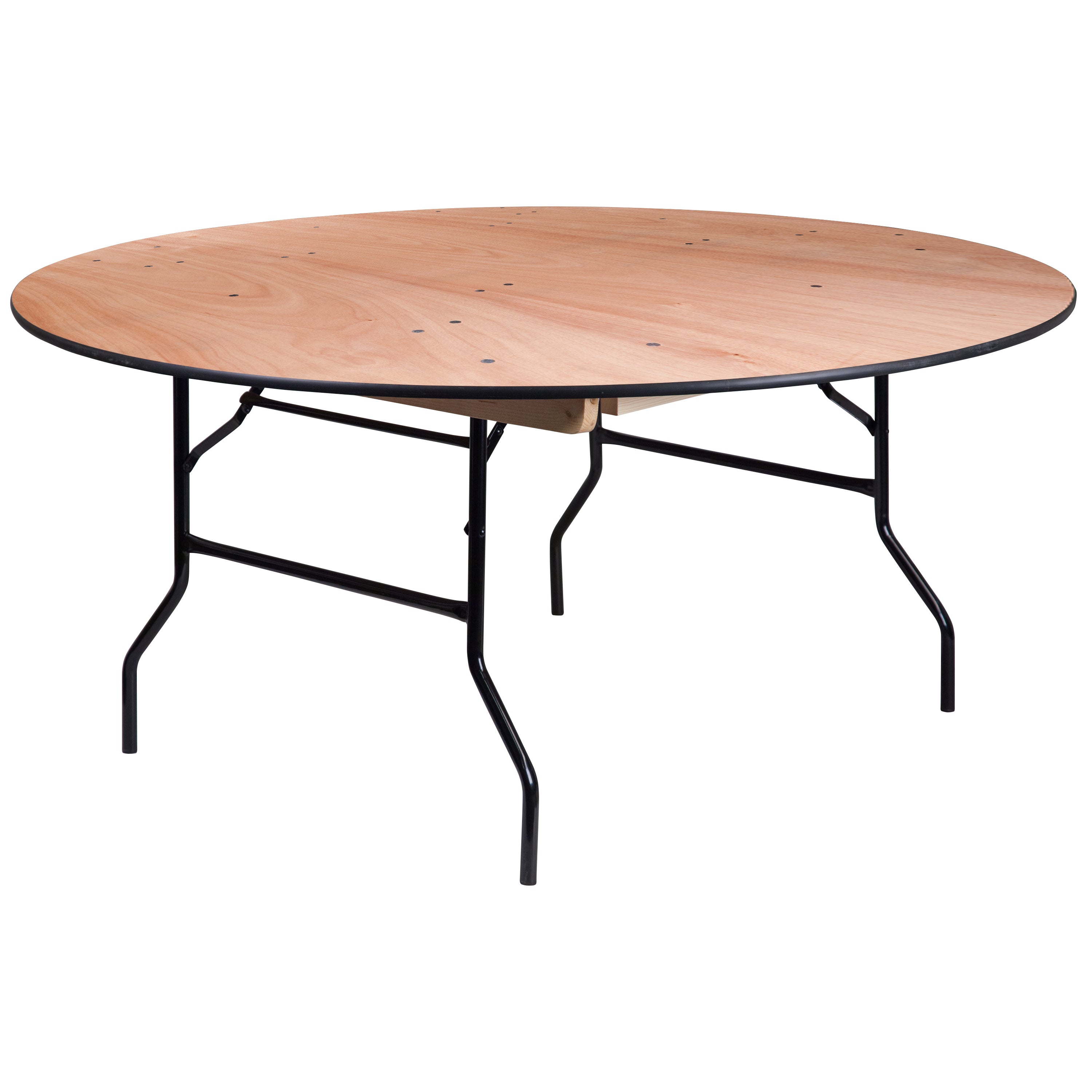 5.5-Foot Round Wood Folding Banquet Table with Clear Coated Finished Top-Round Folding Table-Flash Furniture-Wall2Wall Furnishings