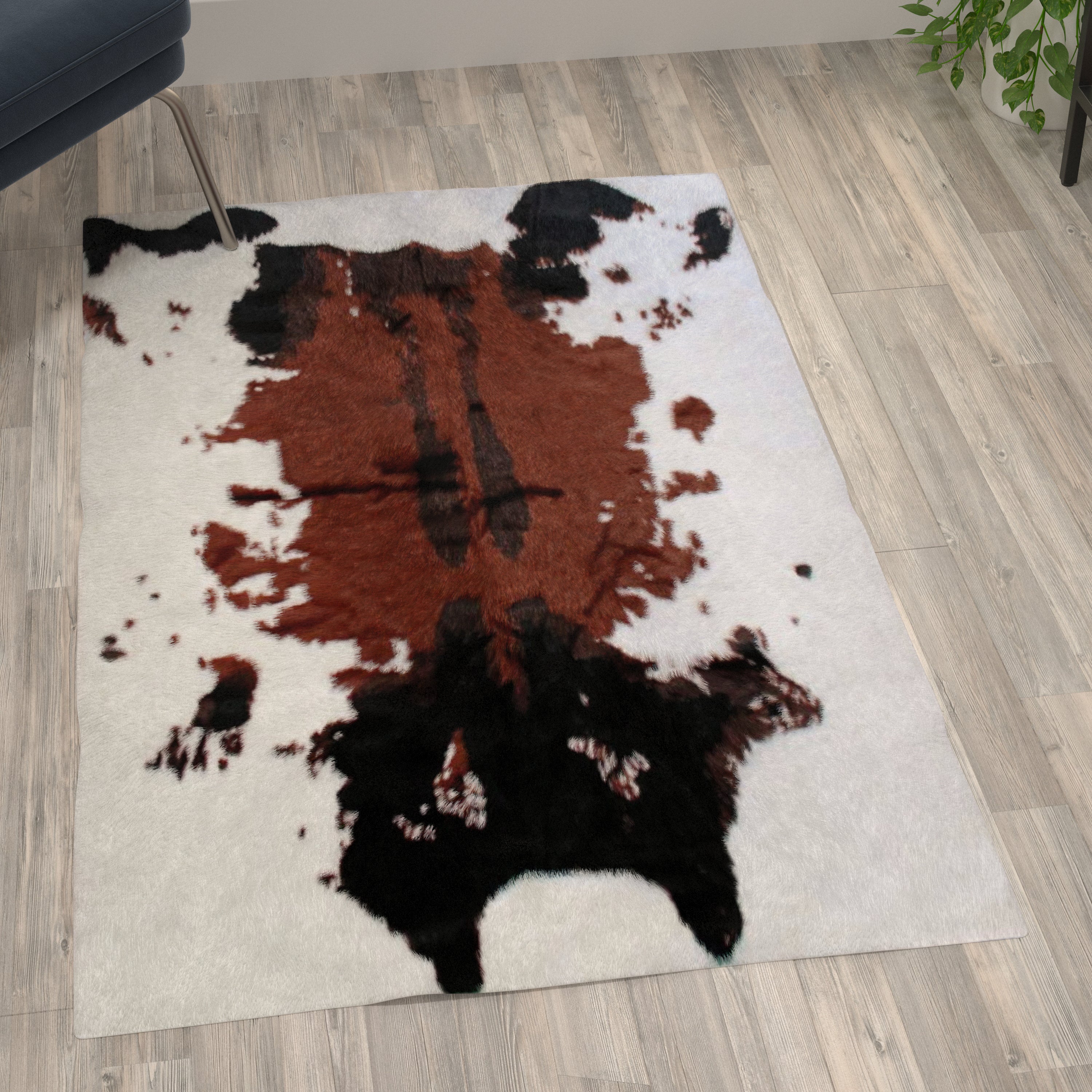 Barstow Collection Faux Cowhide Print Area Rug with Polyester Backing for Living Room, Bedroom, Entryway-Area Rug-Flash Furniture-Wall2Wall Furnishings