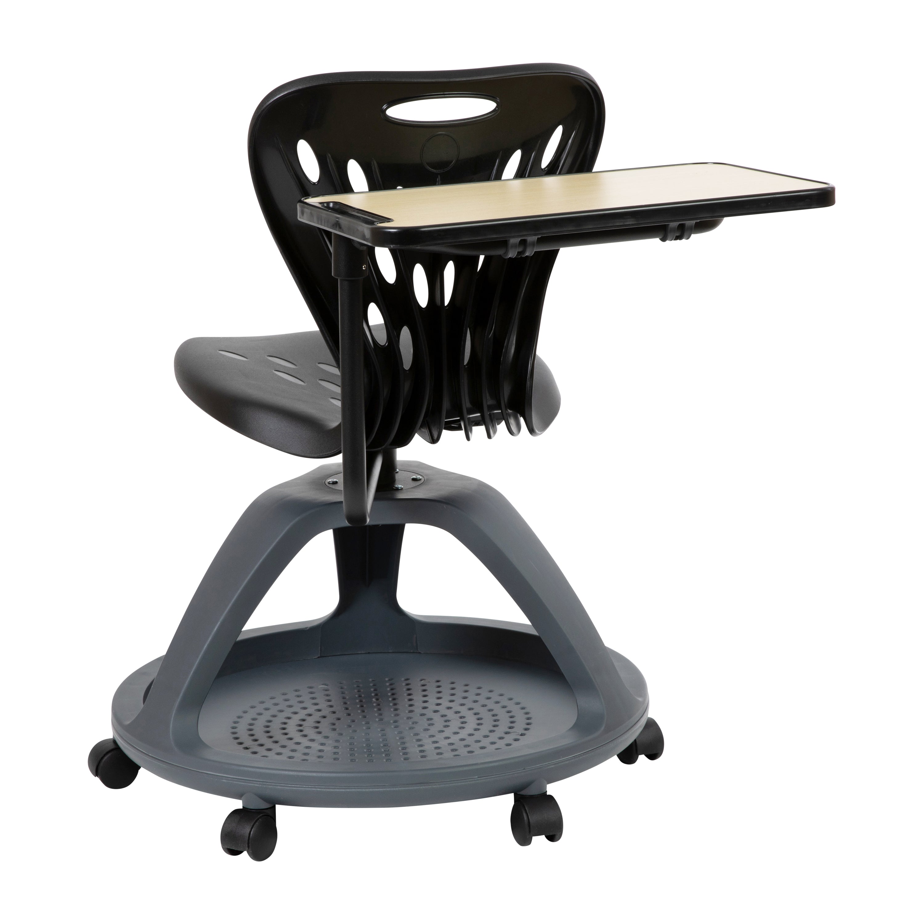 Mobile Desk Chair with 360 Degree Tablet Rotation and Under Seat Storage Cubby