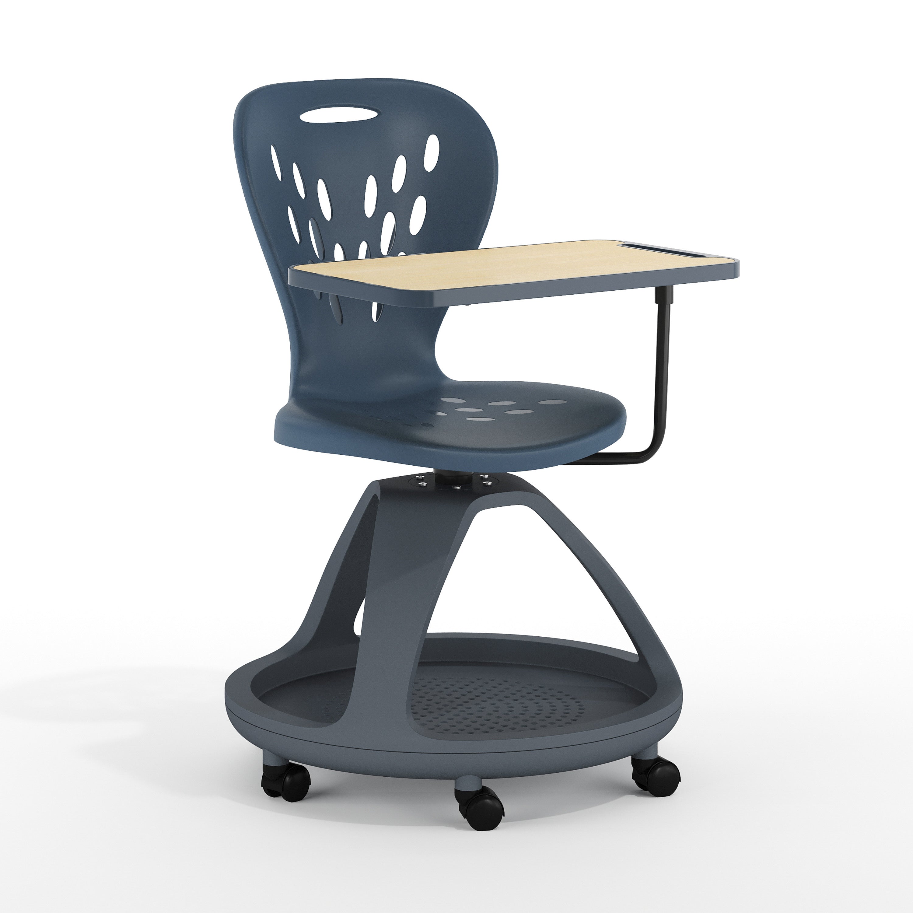 Mobile Desk Chair with 360 Degree Tablet Rotation and Under Seat Storage Cubby