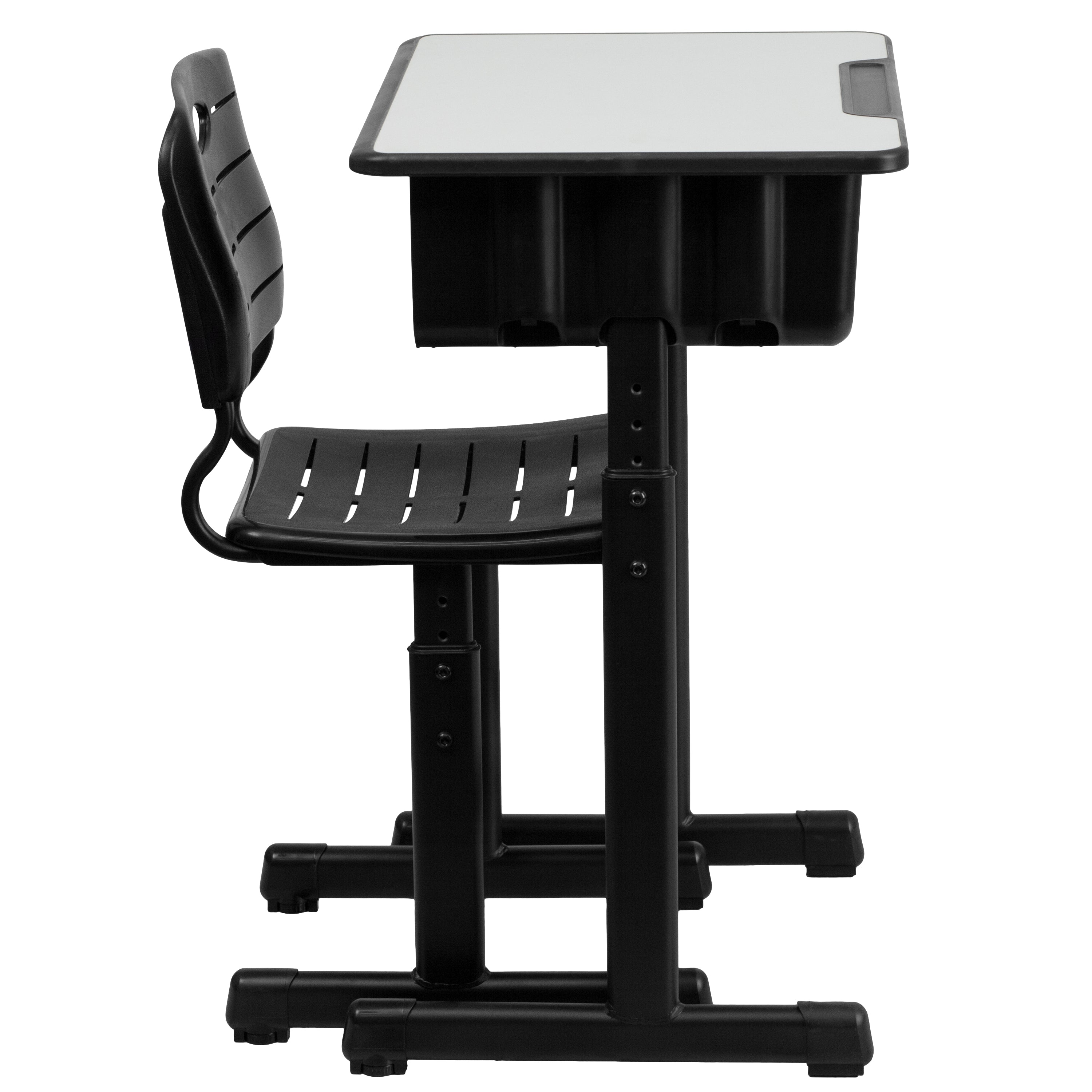 Adjustable Height Student Desk and Chair with Pedestal Frame-Open Front Student Desk and Chair Set-Flash Furniture-Wall2Wall Furnishings