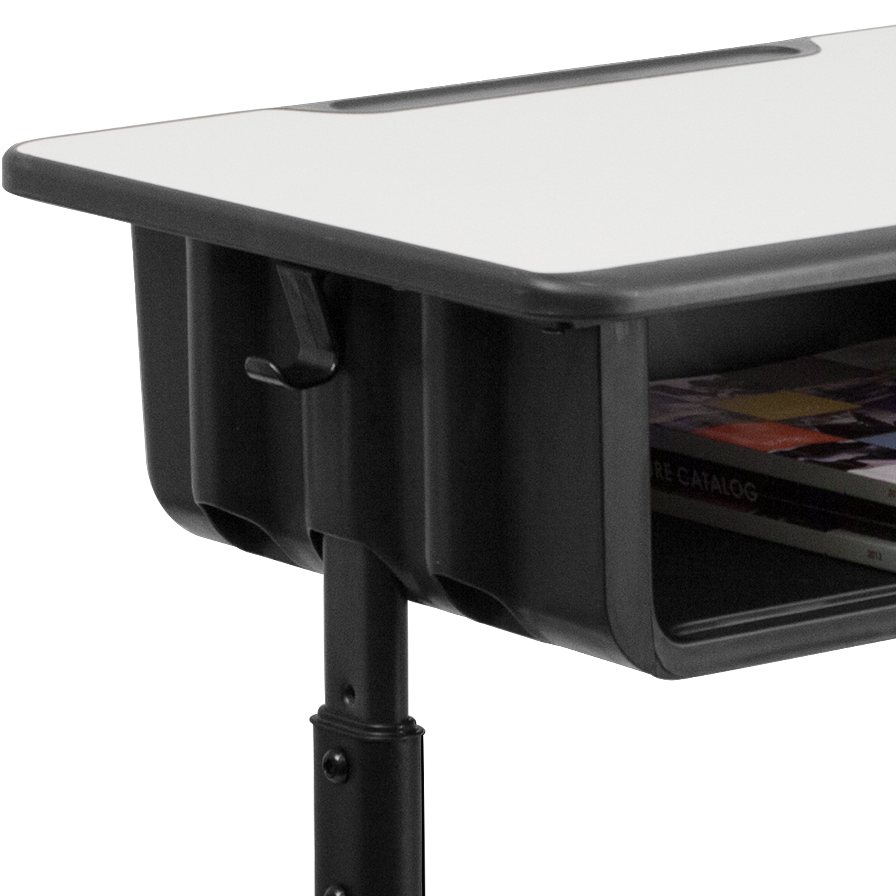 Student Desk with Top and Adjustable Height Pedestal Frame