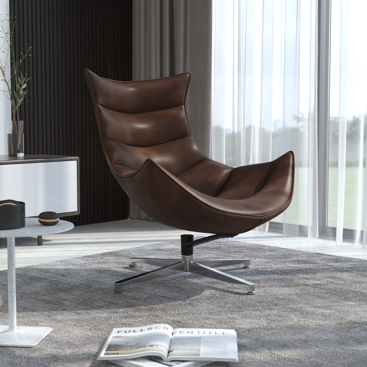 Home Office Swivel Cocoon Chair - Living Room Accent Chair