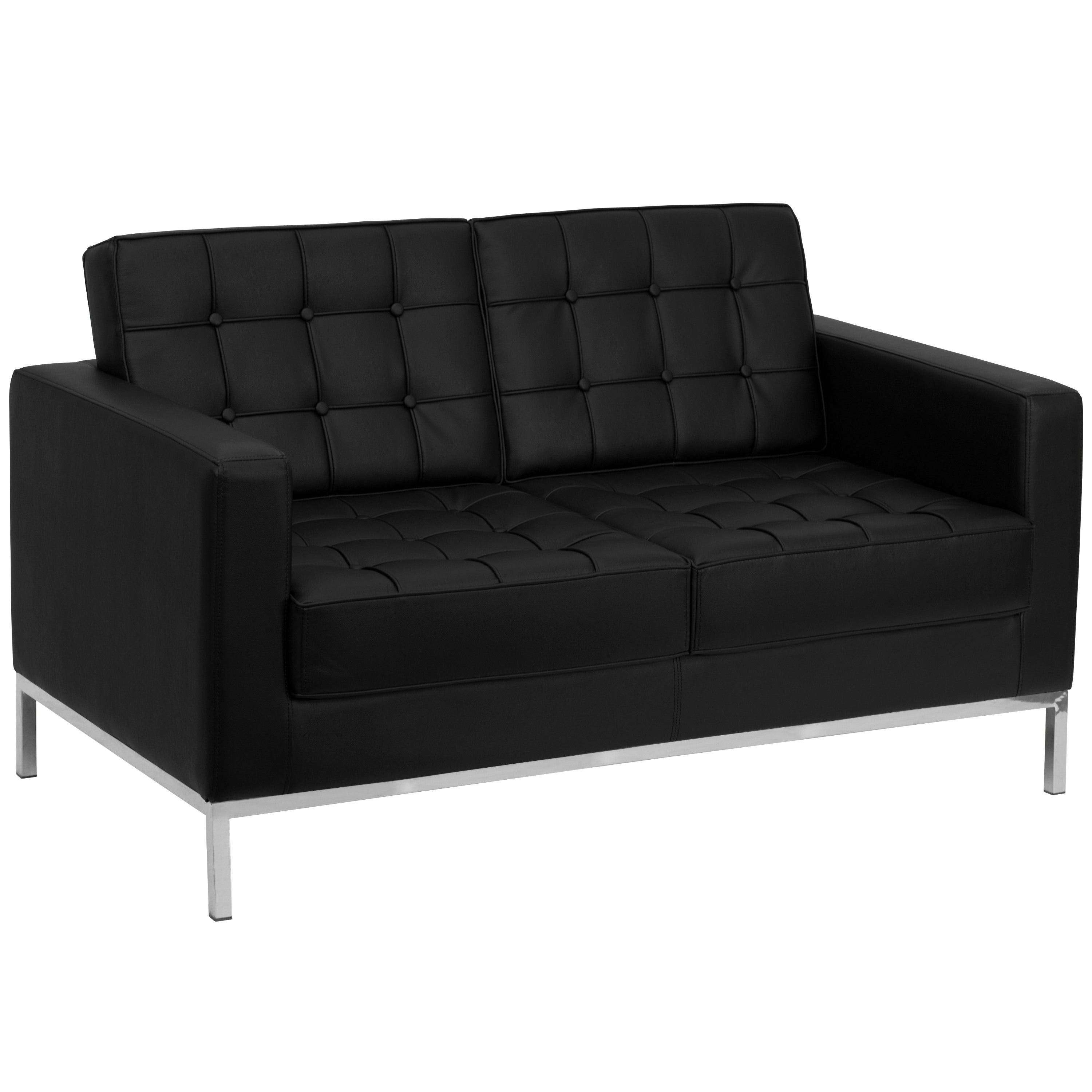 HERCULES Lacey Series Contemporary Button Tufted LeatherSoft Loveseat with Integrated Stainless Steel Frame-Reception Loveseat-Flash Furniture-Wall2Wall Furnishings