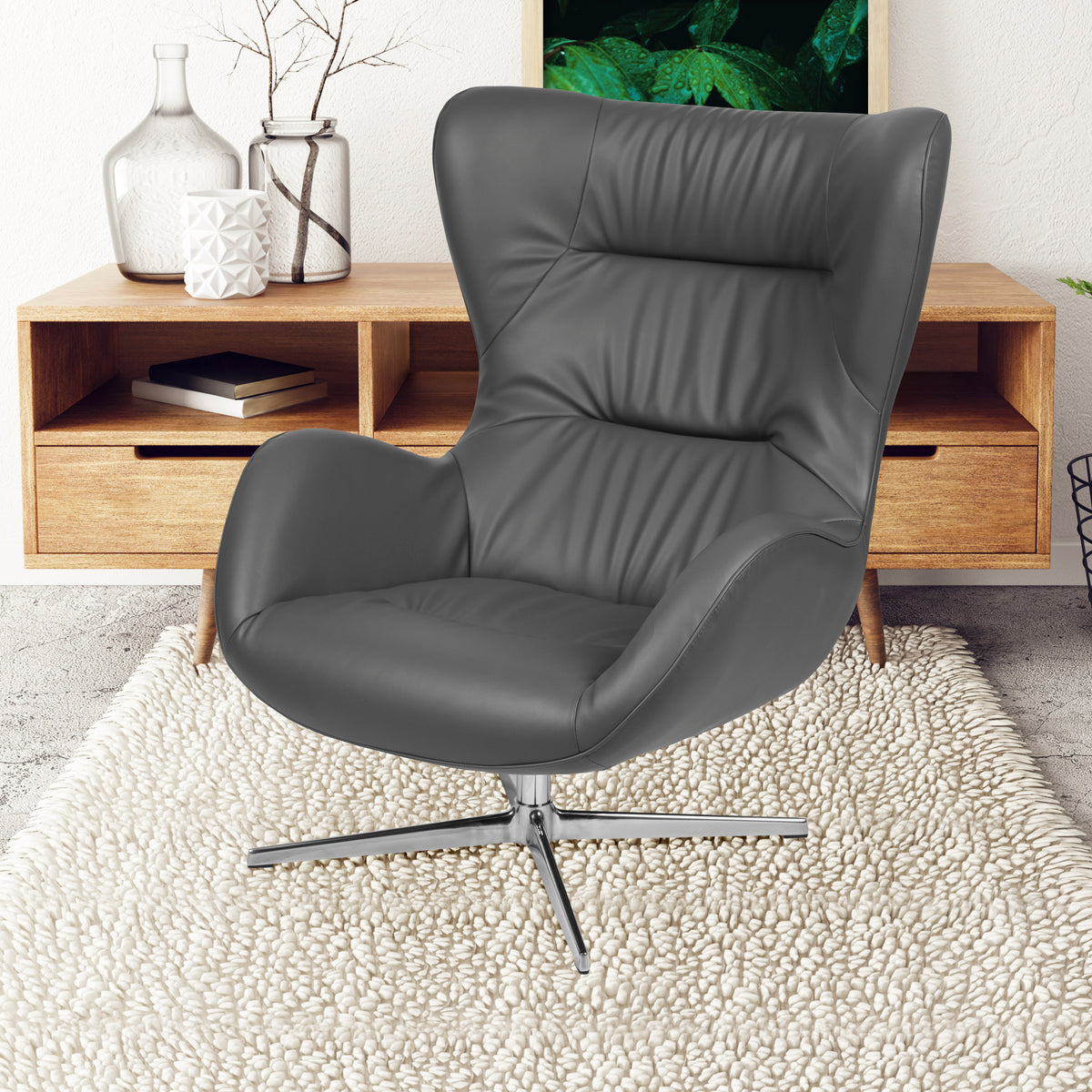 Home and Office Retro Swivel Wing Accent Chair