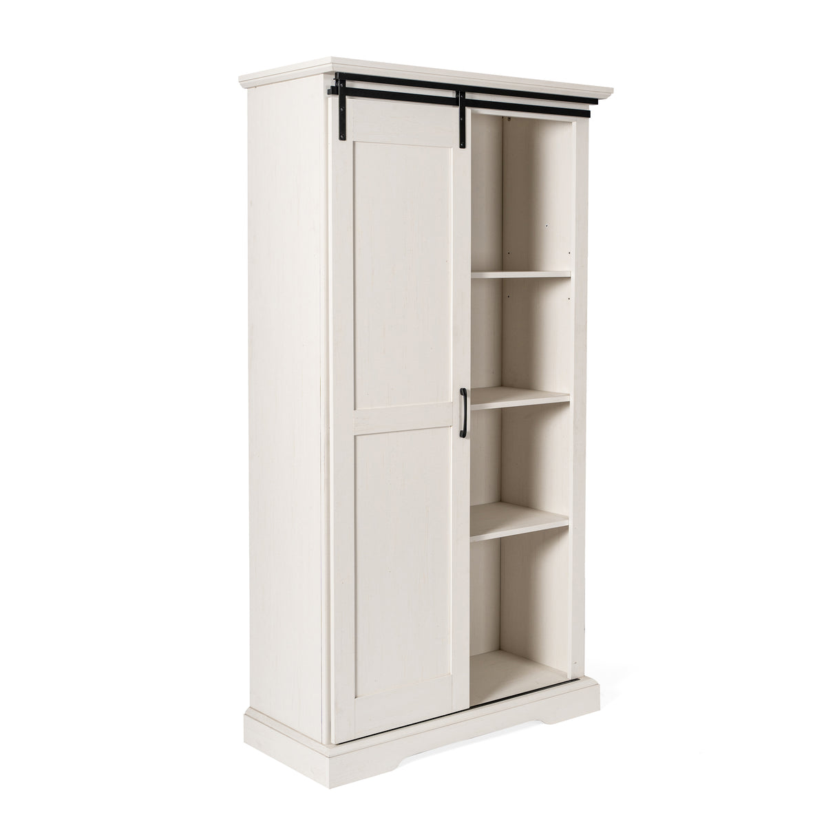 Harrison Rustic Farmhouse Storage Cabinet Bookcase with Sliding Barn Door and Adjustable Shelves