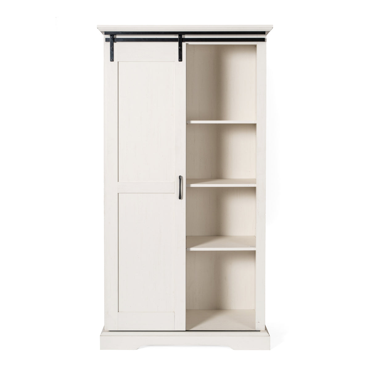 Harrison Rustic Farmhouse Storage Cabinet Bookcase with Sliding Barn Door and Adjustable Shelves