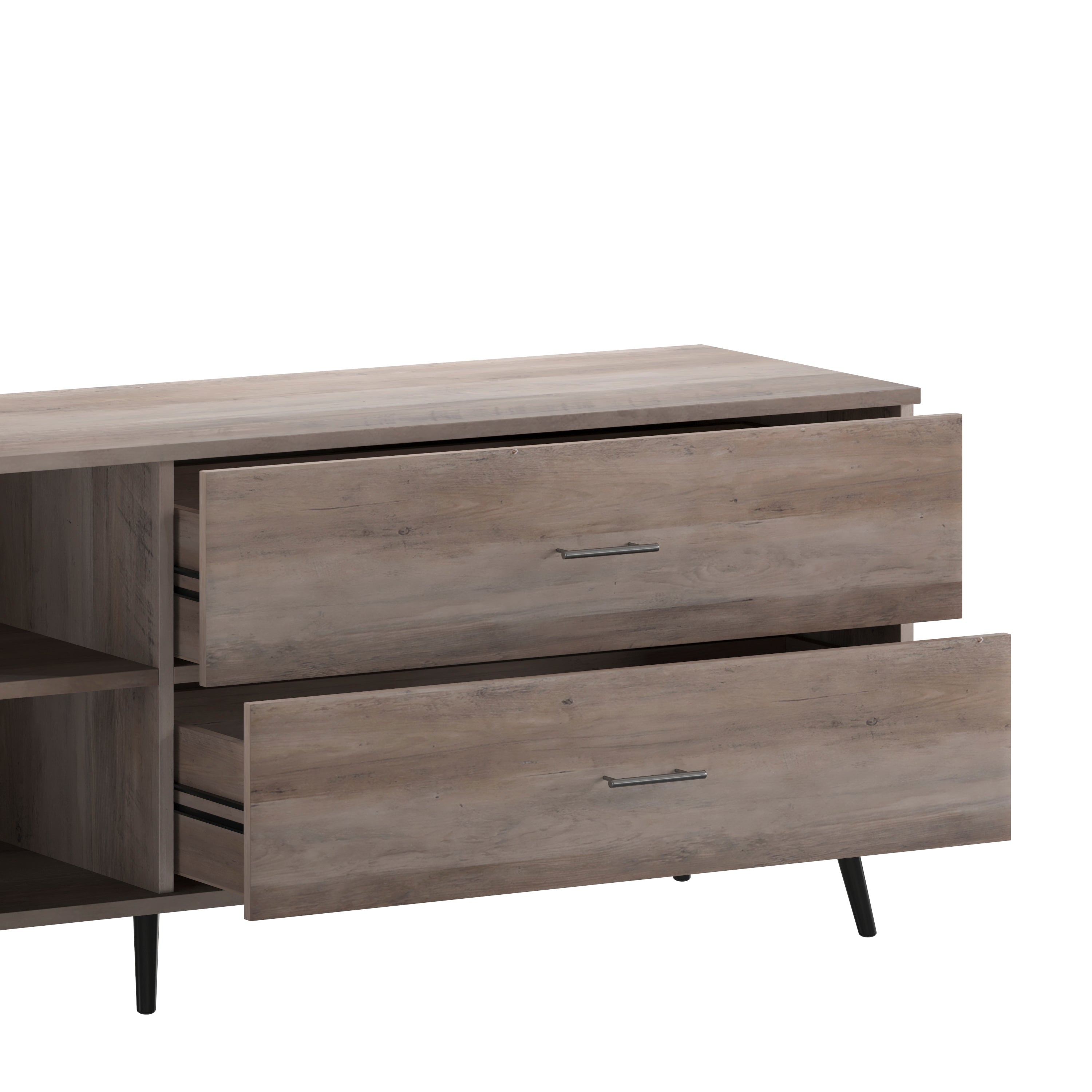 Nelson 65" Mid Century Modern TV Stand for up to 60" TV's with Adjustable Shelf and Storage Drawers