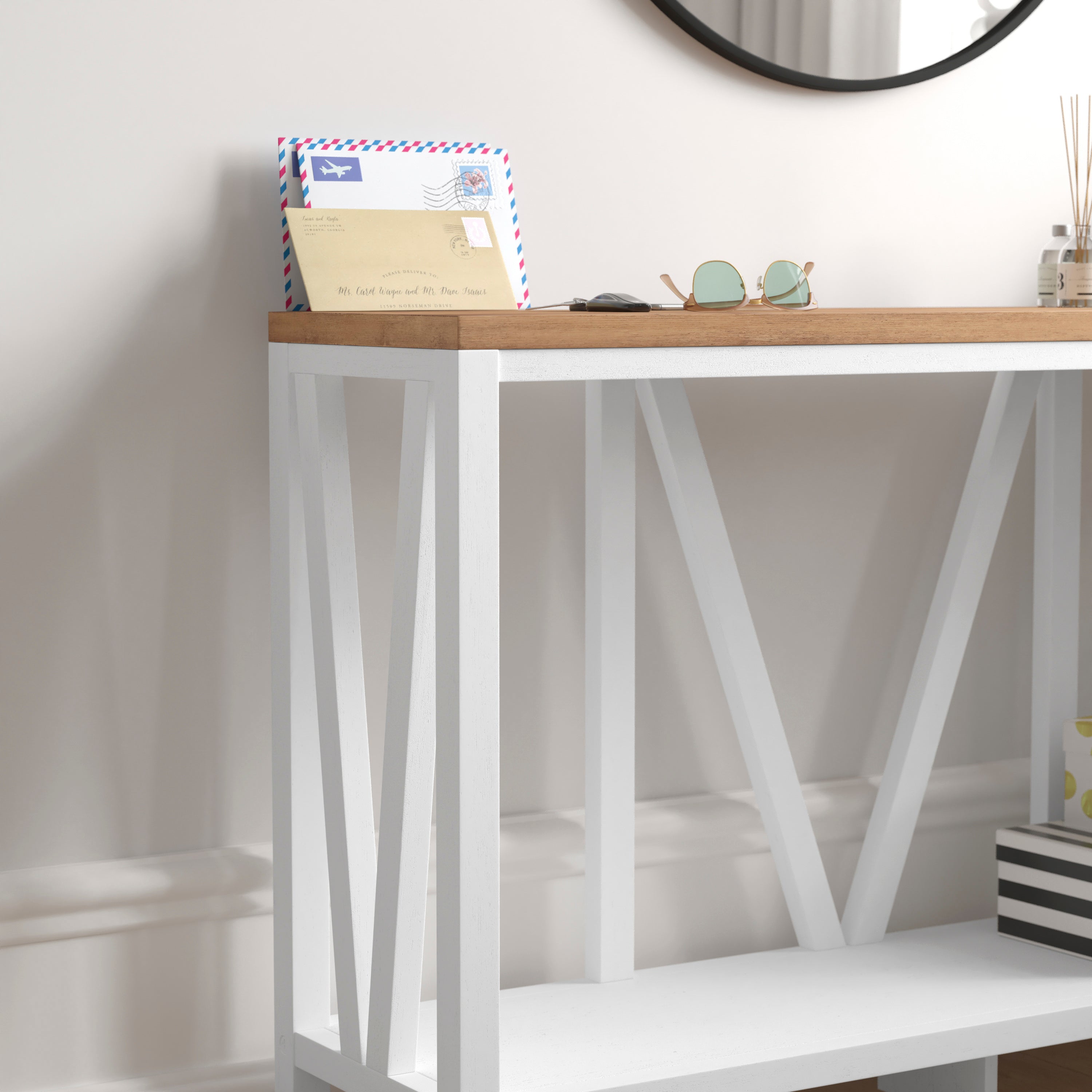 Charlotte Modern 2-Tier Farmhouse Entryway Living Room Console Accent Table