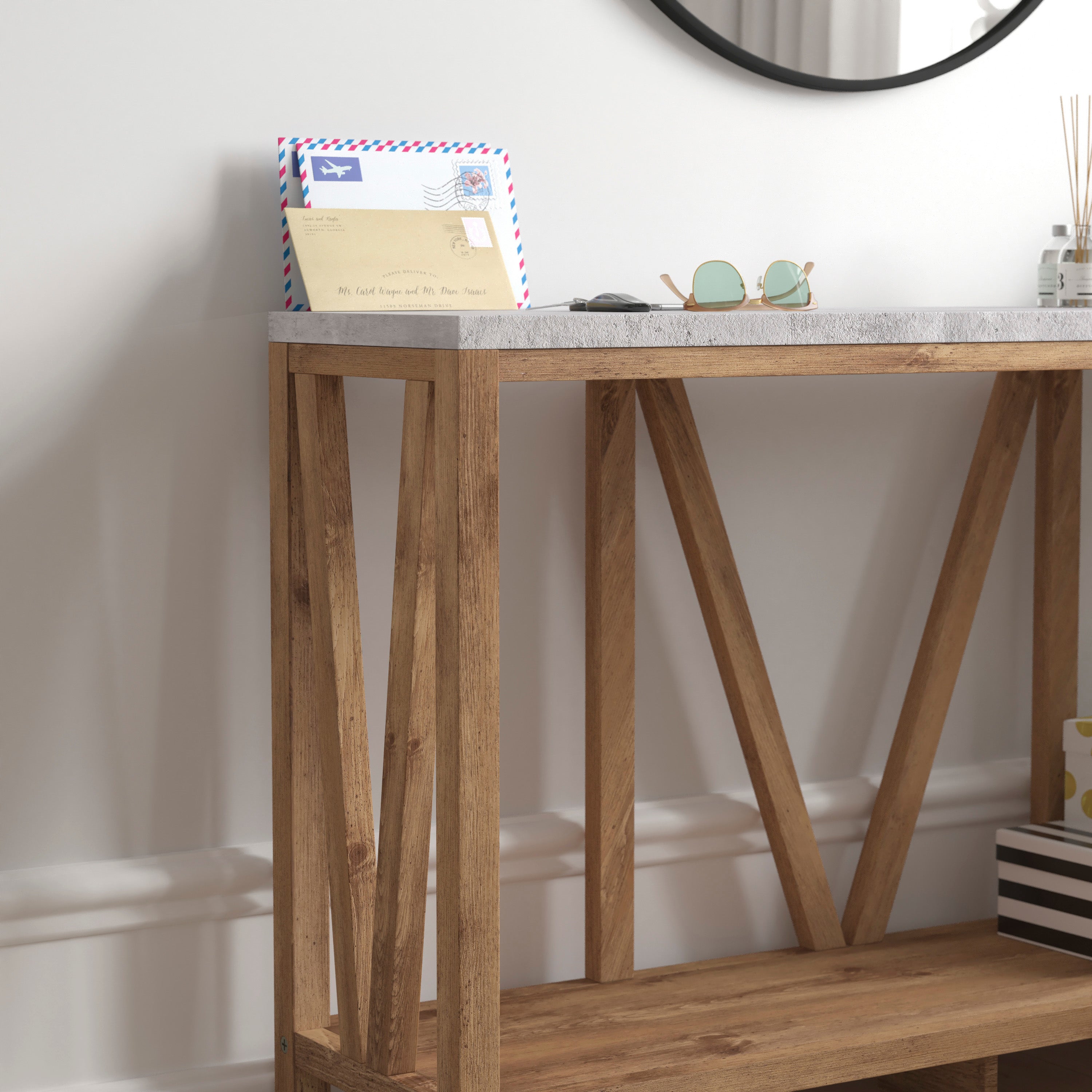Charlotte Modern 2-Tier Farmhouse Entryway Living Room Console Accent Table