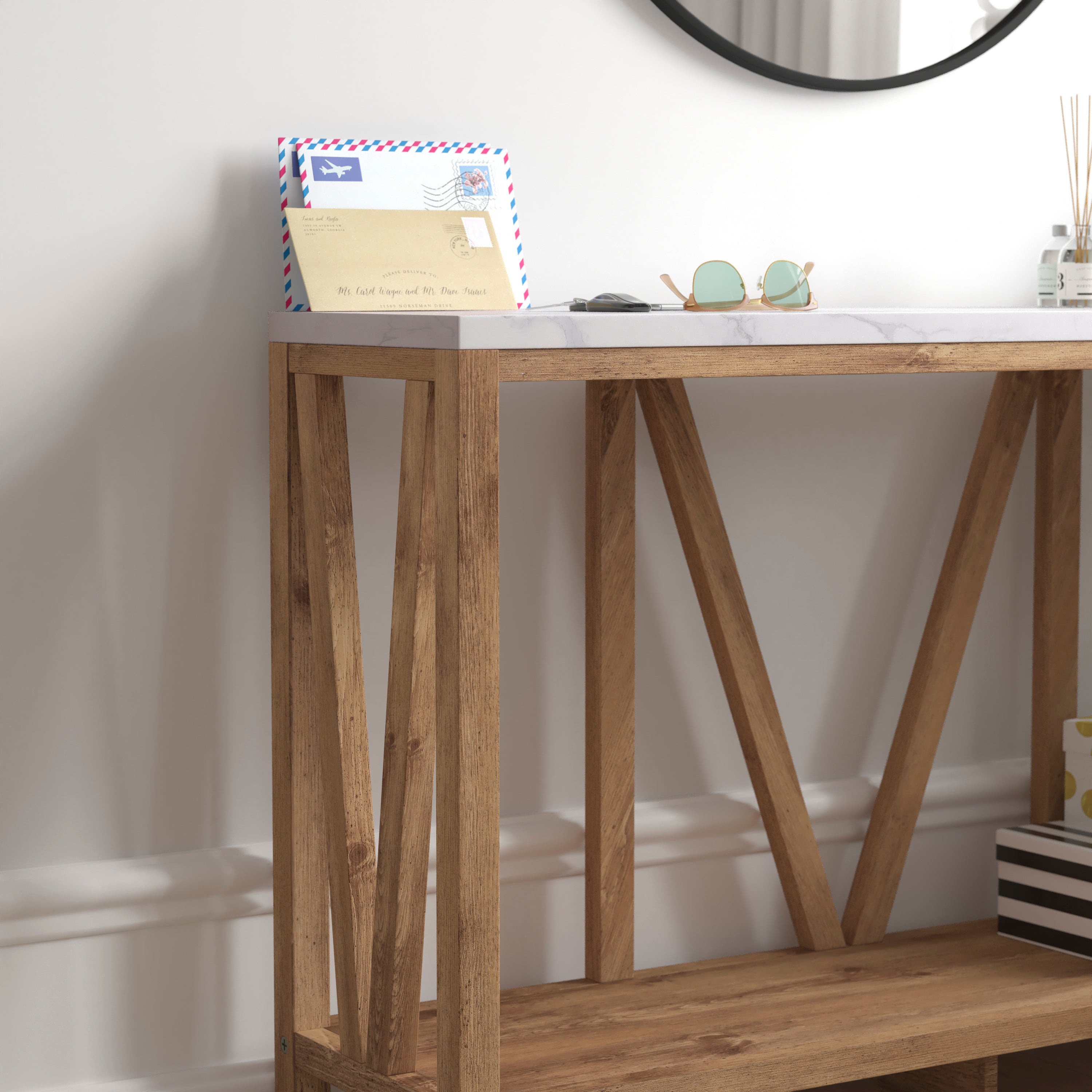 Charlotte Modern 2-Tier Farmhouse Entryway Living Room Console Accent Table
