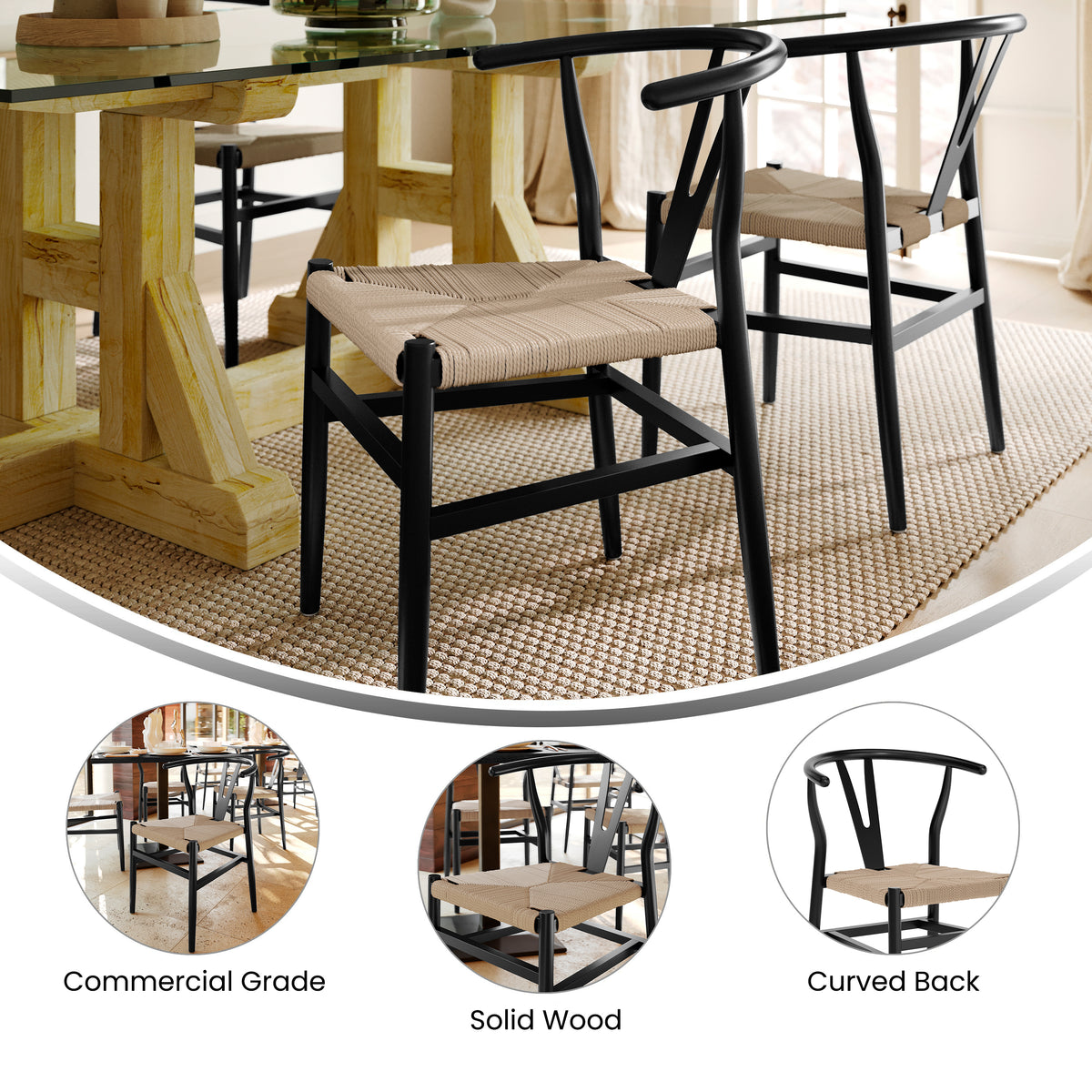 Logan Commercial Grade Y-Back Style Wood and Kraft Paper Stackable Dining Chair