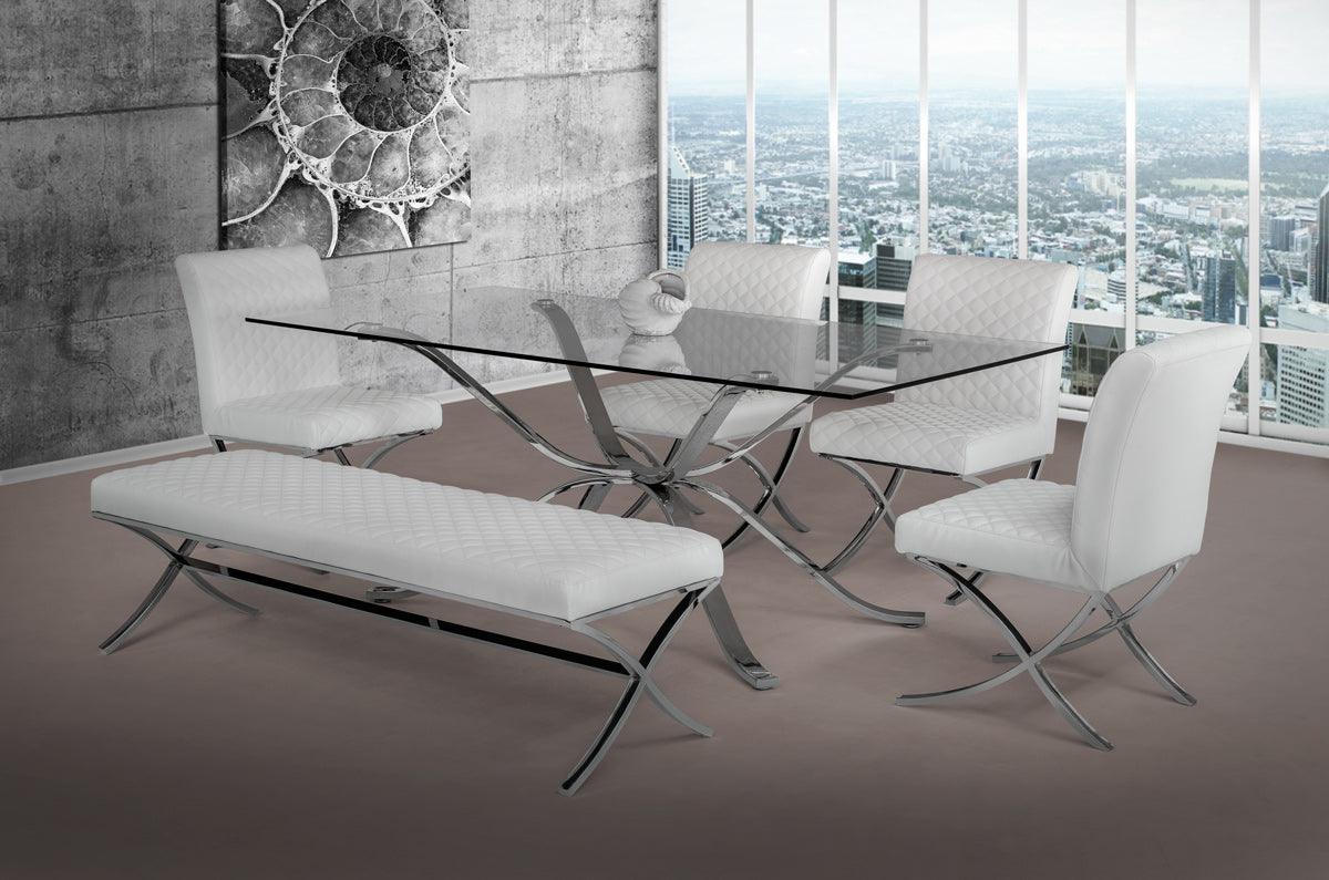 Adderley Modern Stainless Steel w/ Glass Top Dining Table