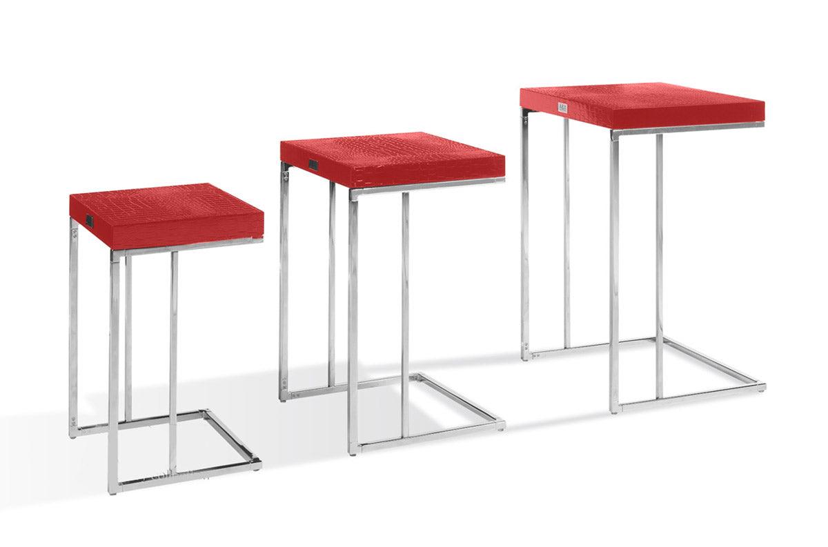 Amelia Modern Crocodile Lacquer End Table Set