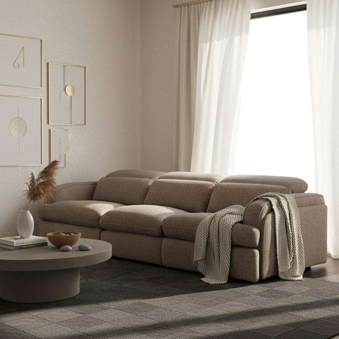 Ambler Modern Fabric Sofa w/ 2 Power Recliners