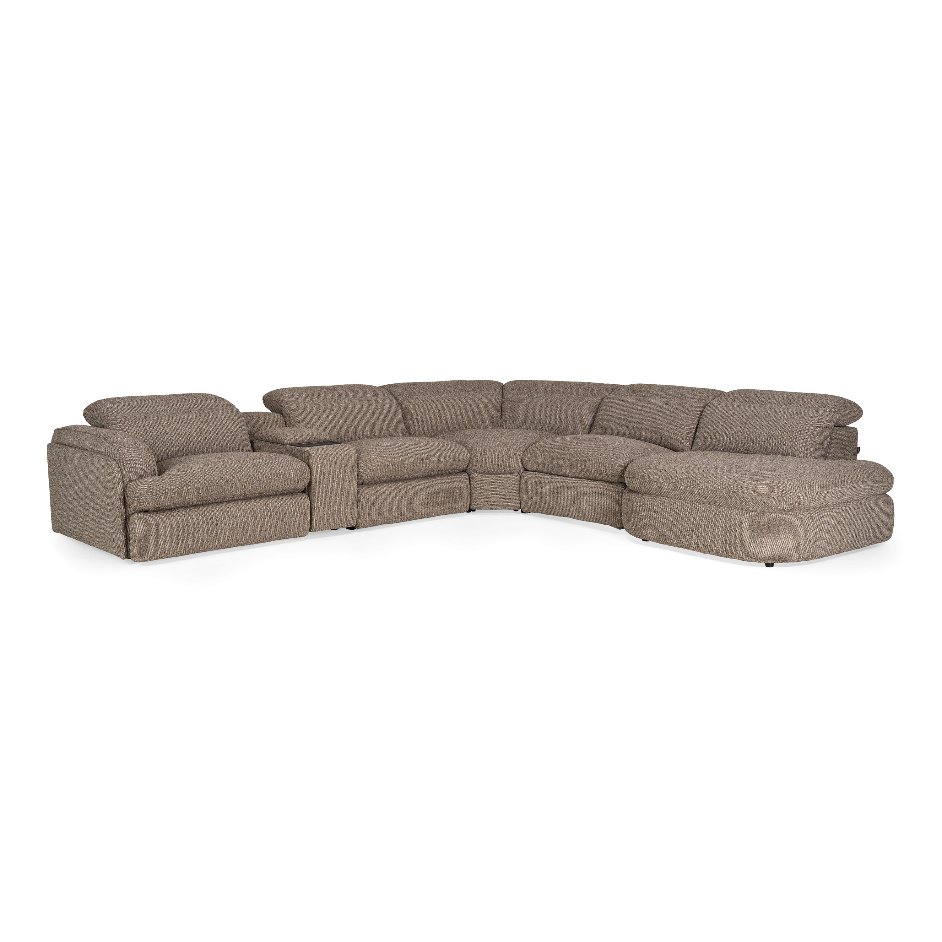 Ambler Modern Fabric Sectional Sofa w/ 2 Power Recliners Right Facing Chaise