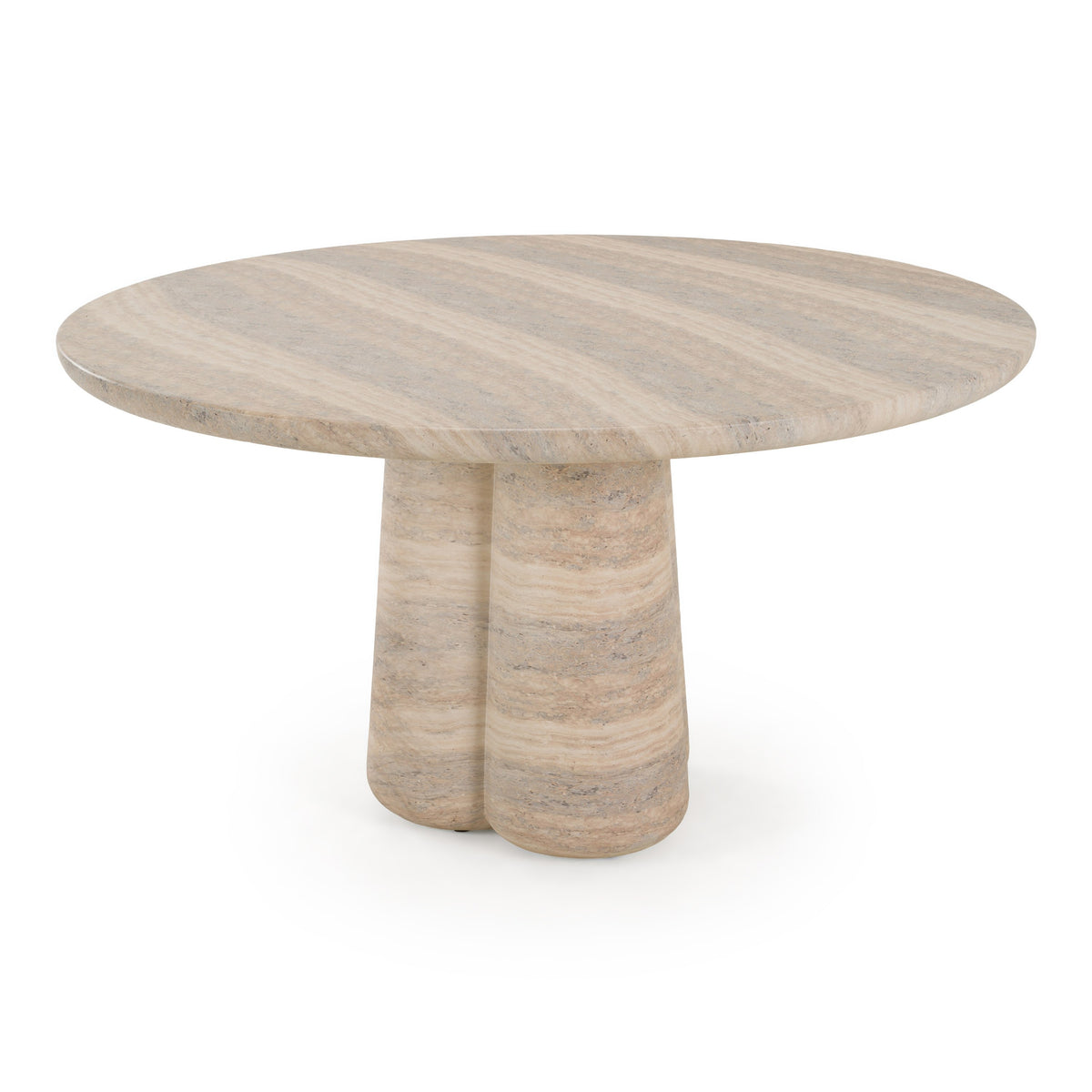 Aragats - Modern Faux Travertine Concrete Round Dining Table