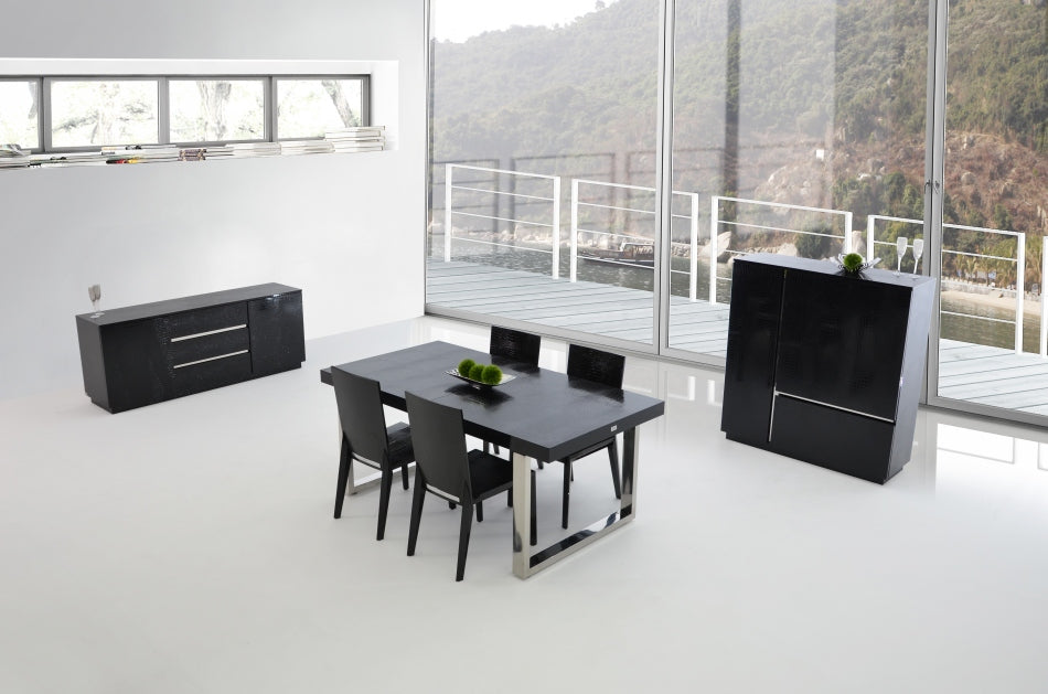 Skyline Modern Crocodile Lacquer Extendable Dining Table