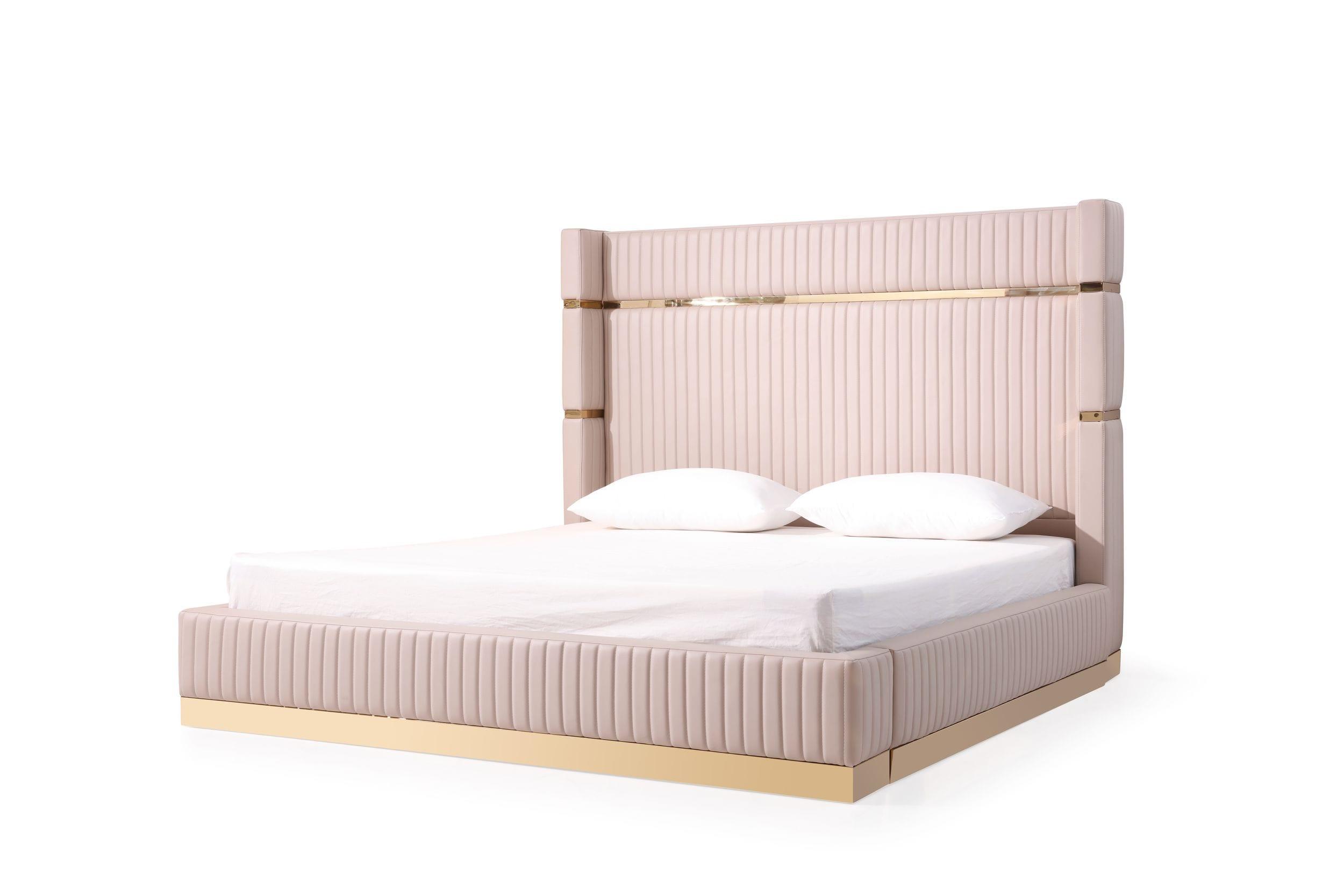 Modrest Sterling Modern Rose Bed with Nightstands