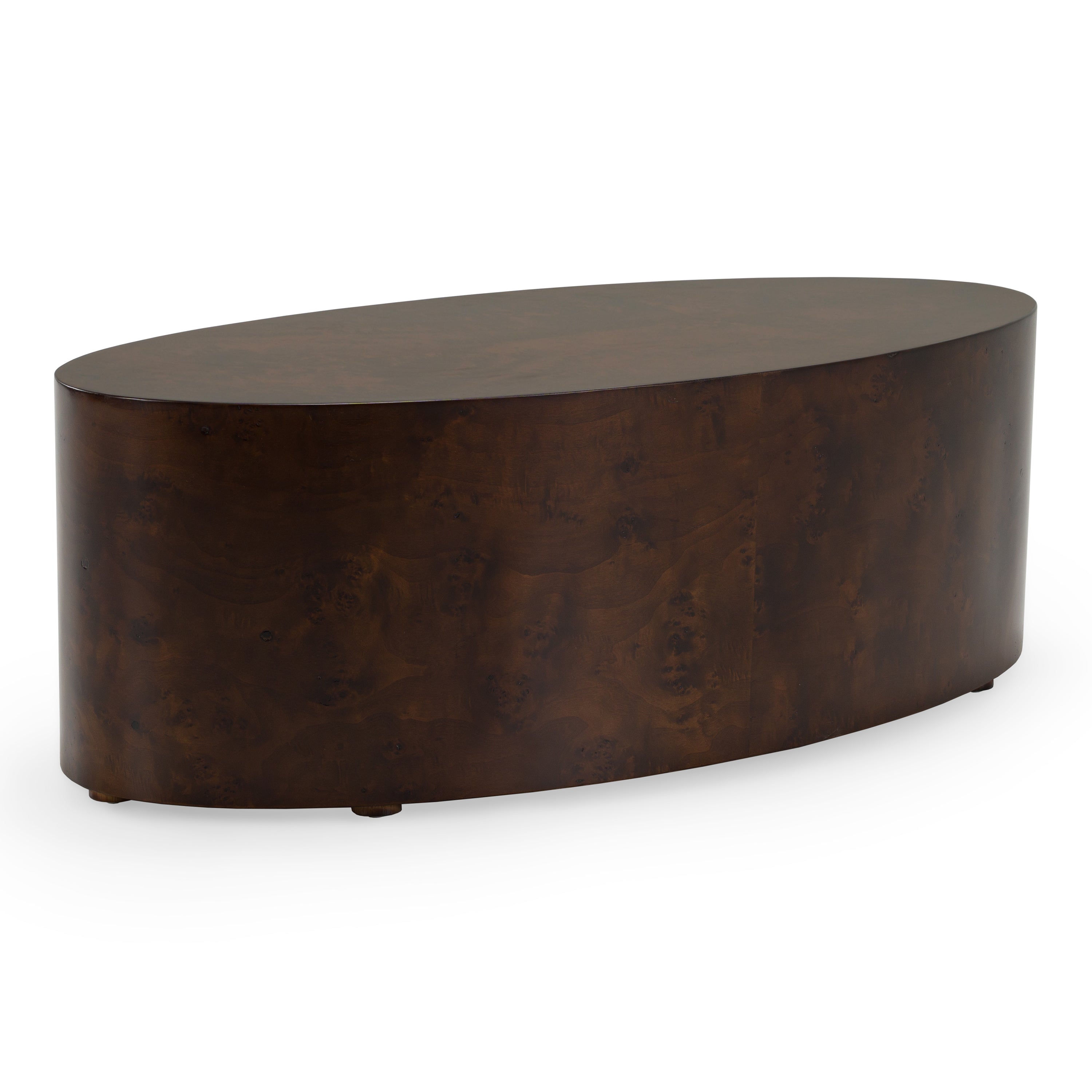 August Modern Dark Burl Oval Coffee Table